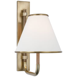 Marie Flanigan Rigby Small Sconce in Soft Brass and Natural Oak with Linen Shade