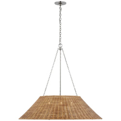 Marie Flanigan Corinne Extra Large Woven Hanging Shade in Polished Nickel with Natural Wicker Shade
