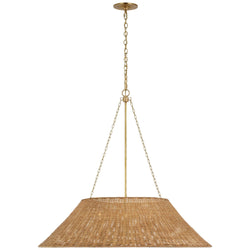 Marie Flanigan Corinne Extra Large Woven Hanging Shade in Soft Brass with Natural Wicker Shade
