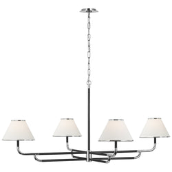 Marie Flanigan Rigby Grande Chandelier in Polished Nickel and Ebony with Linen Shade