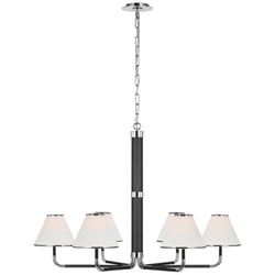 Marie Flanigan Rigby XL Chandelier in Polished Nickel and Ebony with Linen Shade
