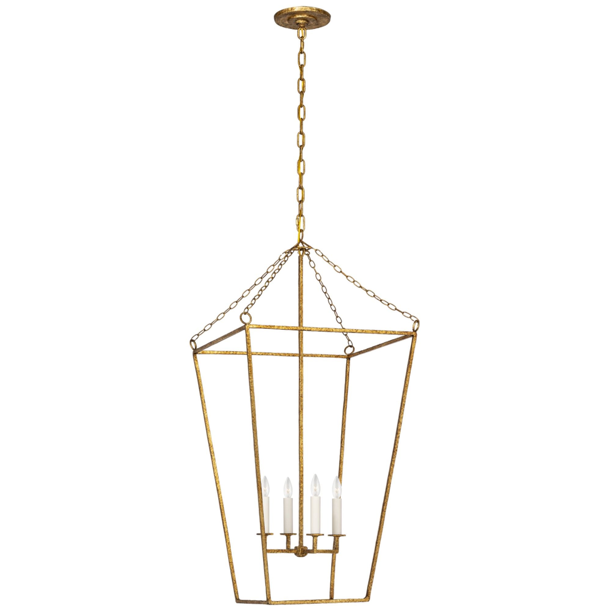 Marie Flanigan Malloy 18" Open Frame Forged Lantern in Gilded Iron Ceiling Light W18.5" x H38.25"