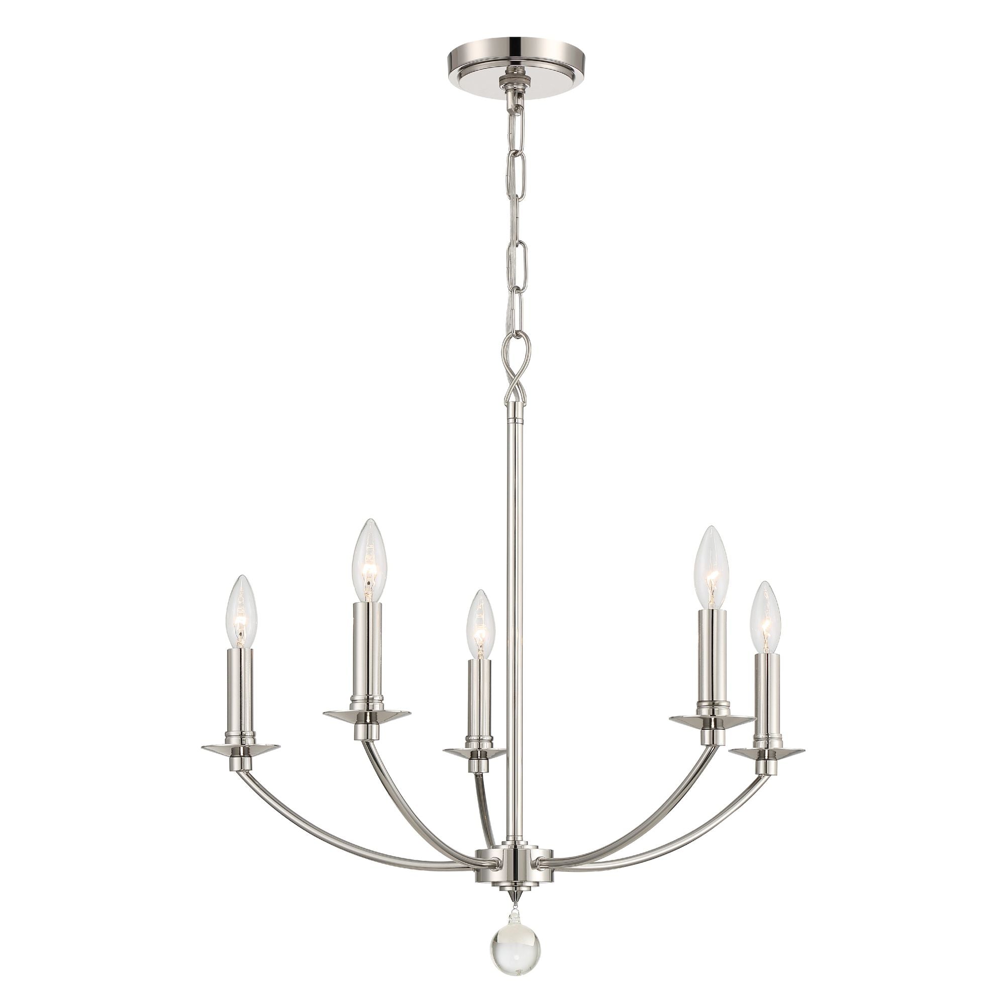 Mila 5 Light Polished Nickel Chandelier