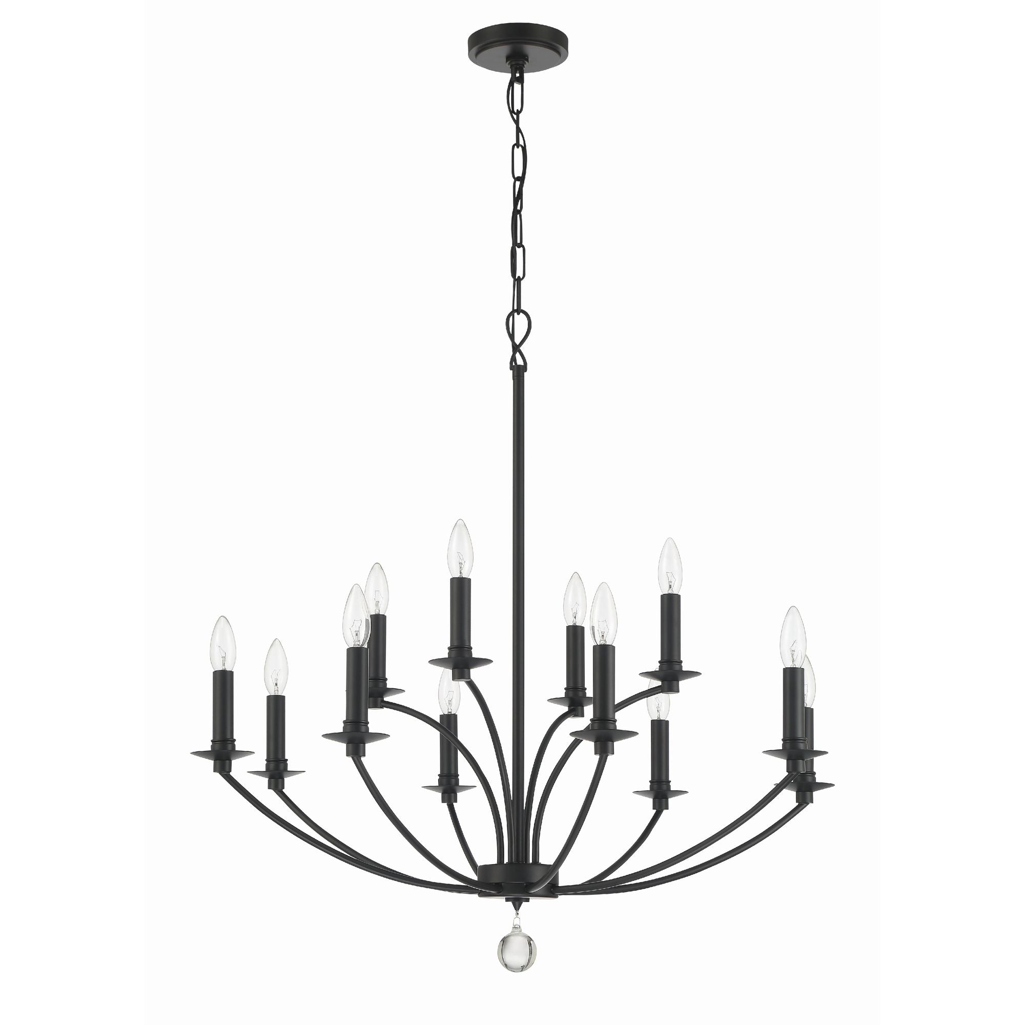 Mila 12 Light Black Chandelier 32"W x 32.5"H x 32"D