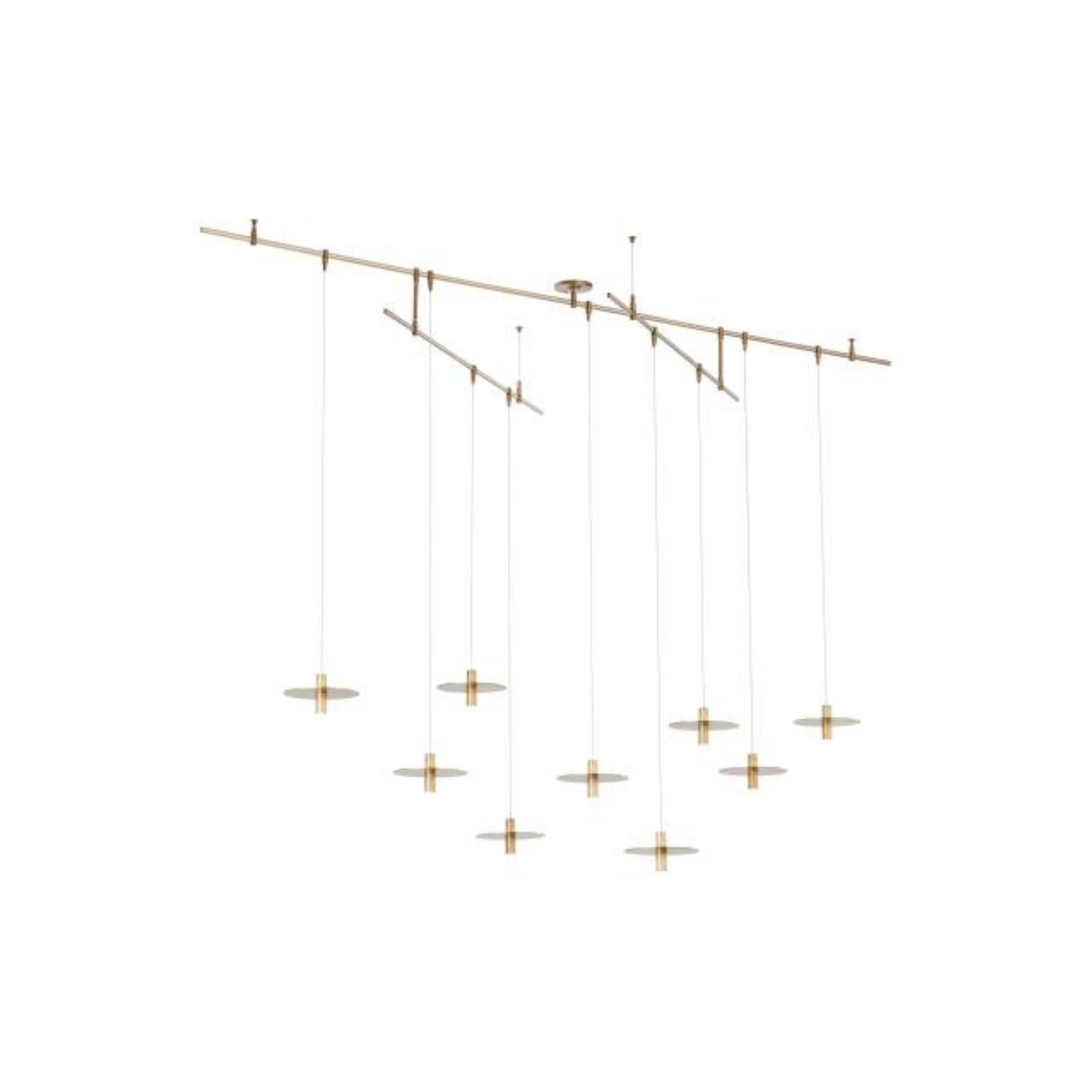 Mini Ponte Chandelier Chandeliers 9-Light LED 3000K Natural Brass by Sean Lavin