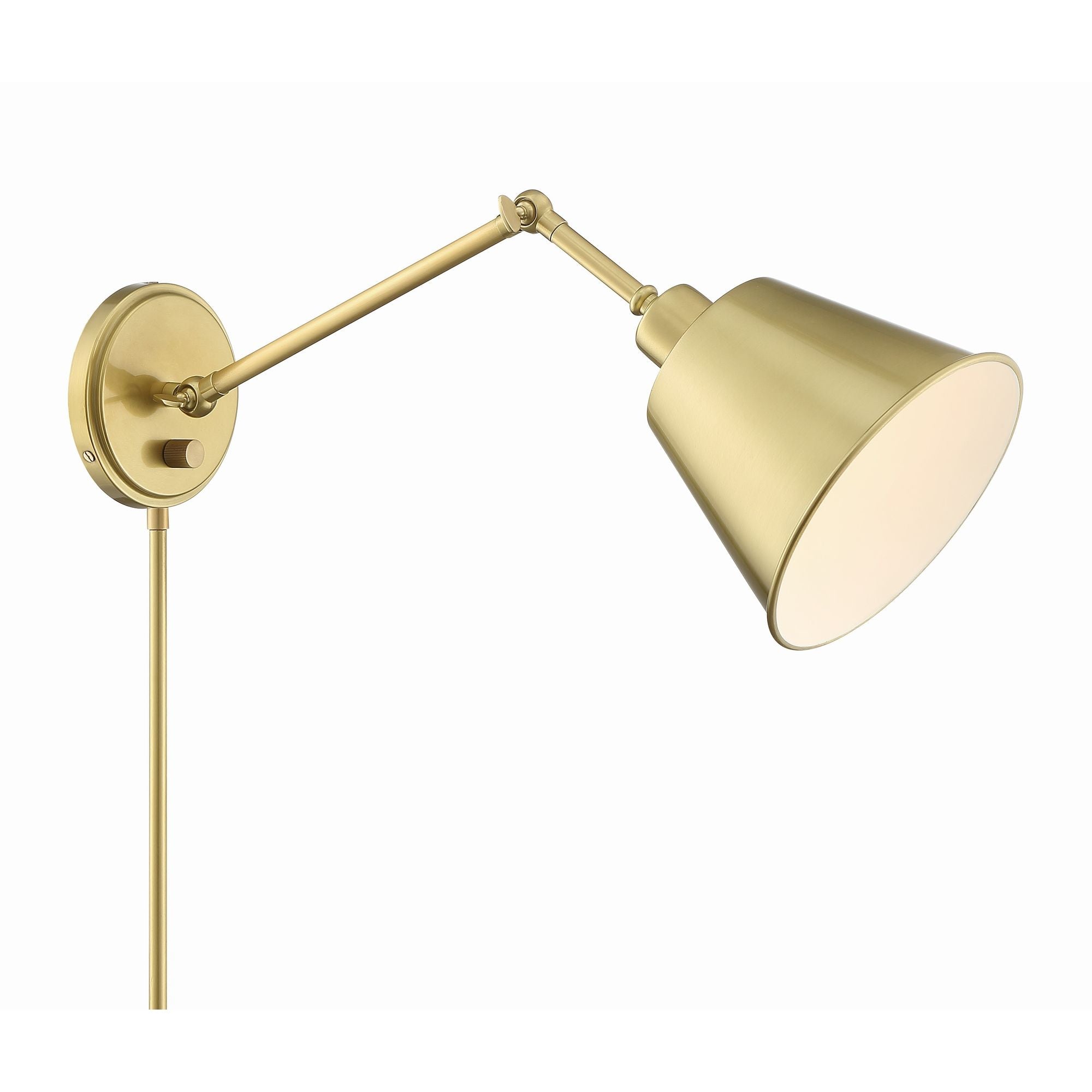 Mitchell 1 Light Aged Brass Task Sconce Steel Shade 7.25"W x 30"H x 16"D