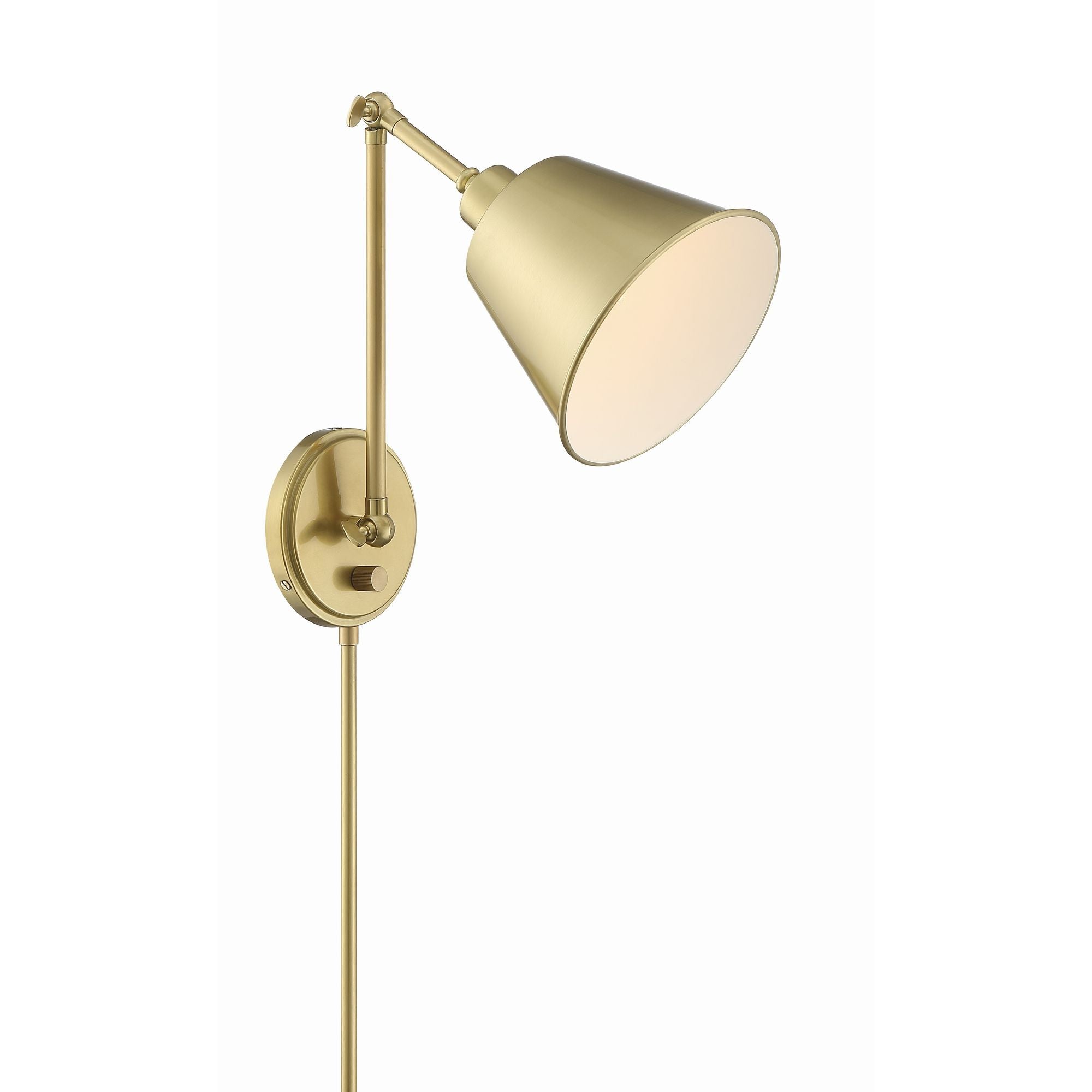 Mitchell 1 Light Aged Brass Task Sconce Steel Shade 7.25"W x 30"H x 16"D