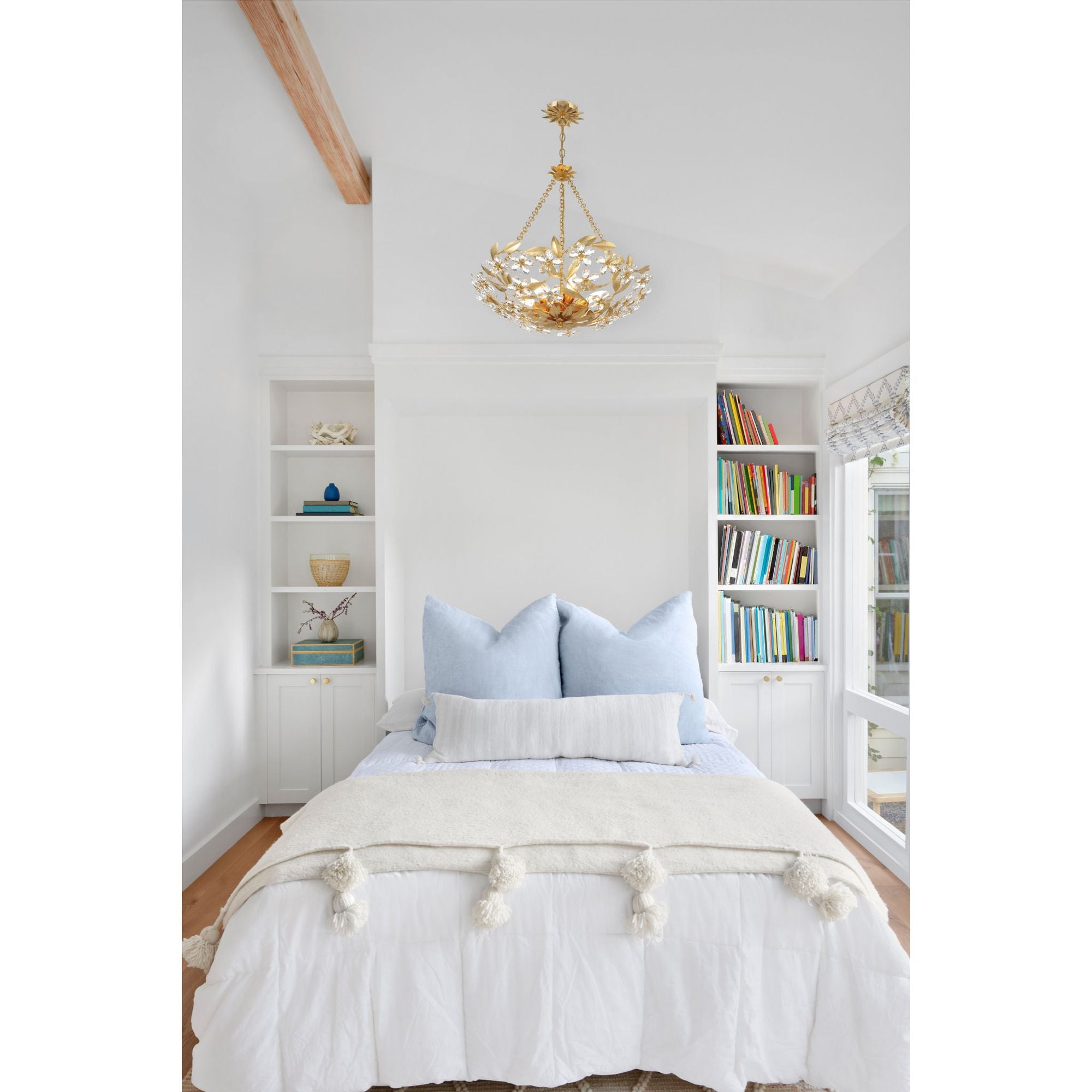 Marselle 6 Light Antique Gold Chandelier Hand Cut Crystal 24"W x 6"H x 24"D