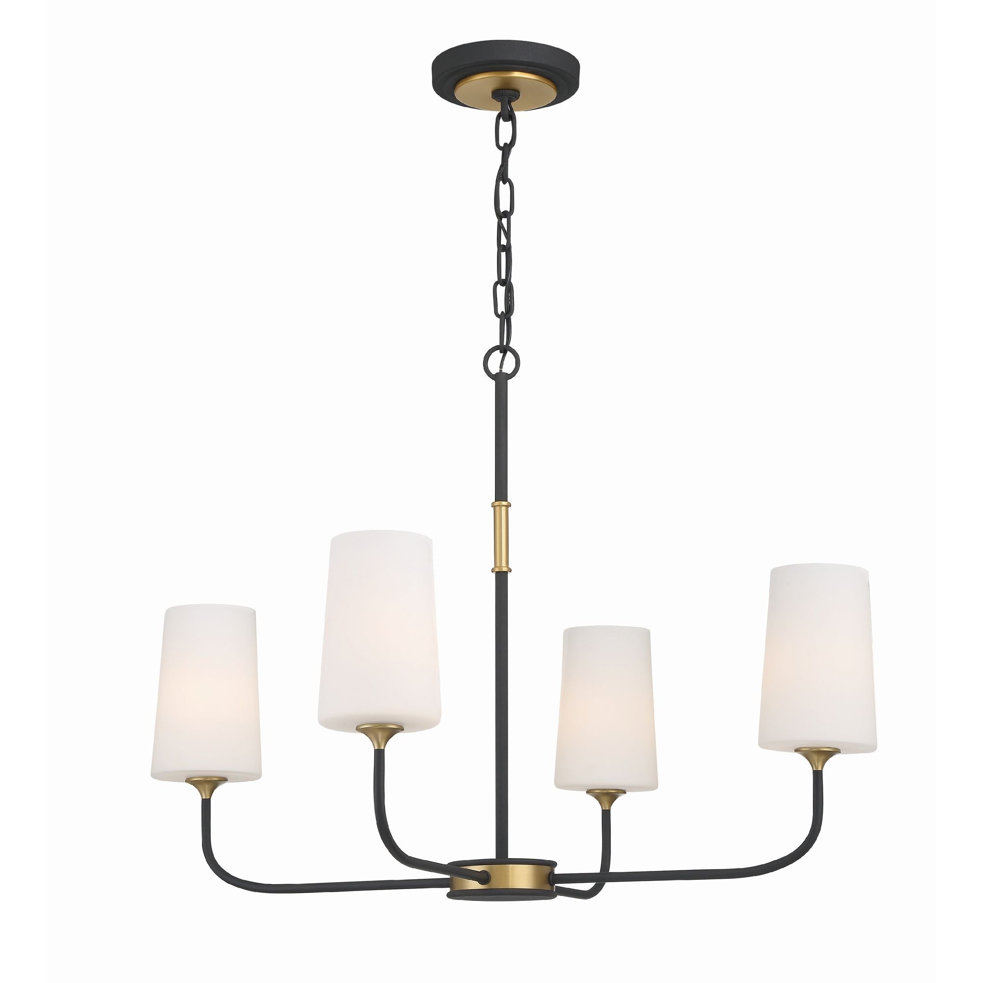 Niles 4 Light Black Forged + Modern Gold Chandelier Glass Shade 29"W x 21.5"H x 29"D