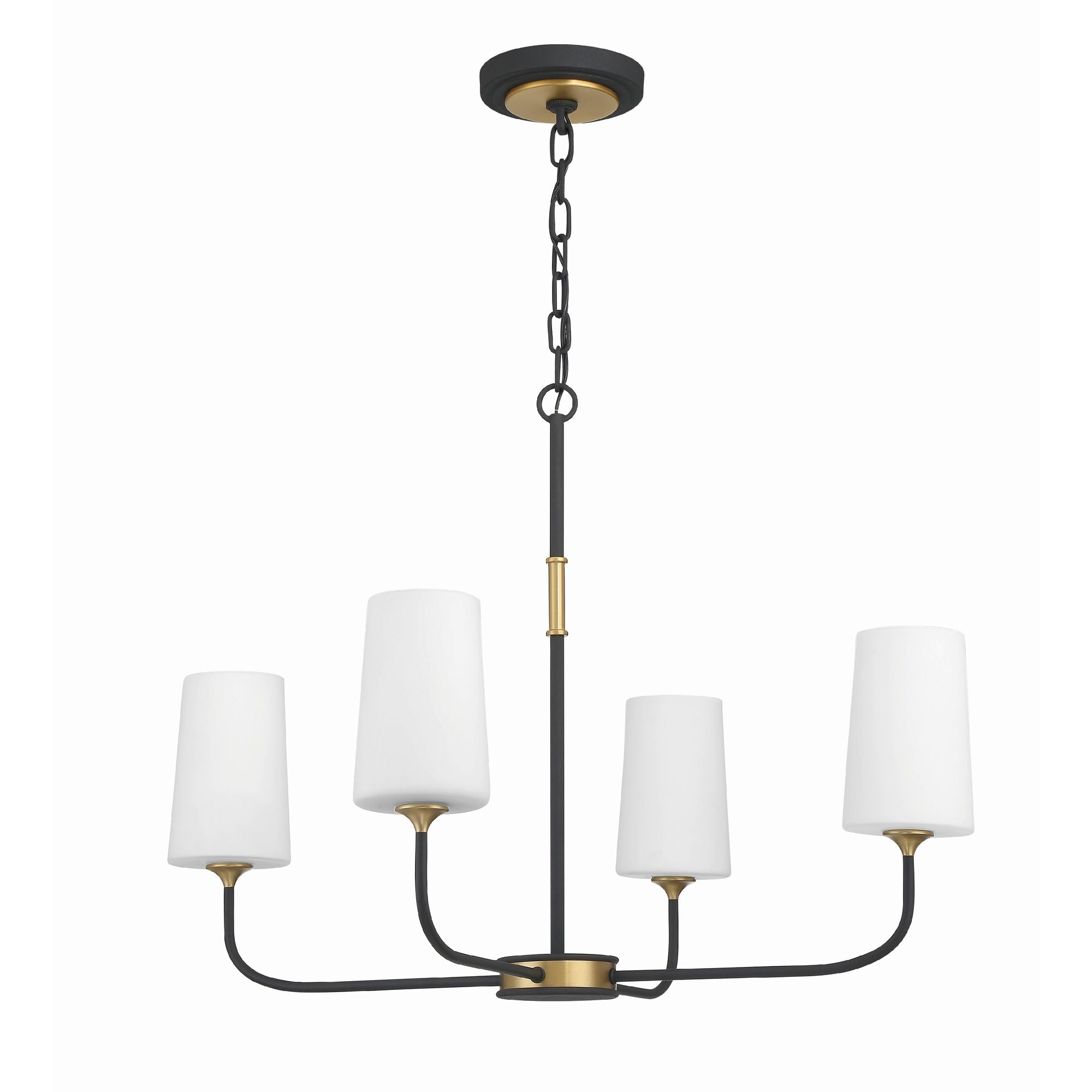 Niles 4 Light Black Forged + Modern Gold Chandelier Glass Shade 29"W x 21.5"H x 29"D