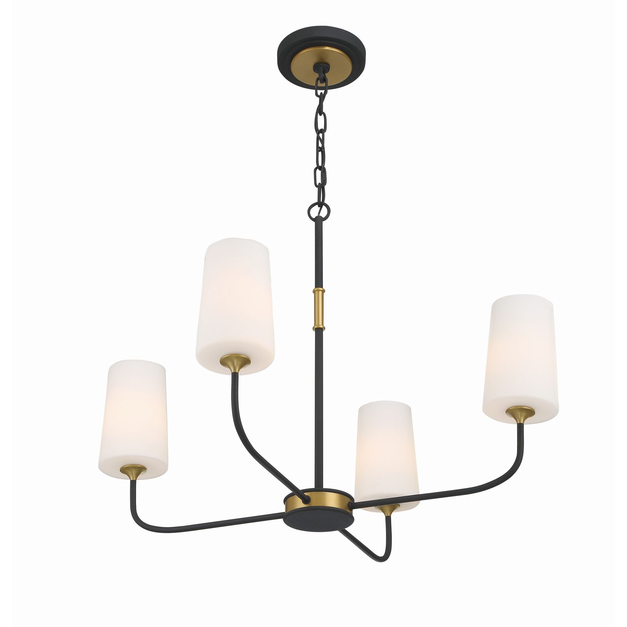 Niles 4 Light Black Forged + Modern Gold Chandelier Glass Shade 29"W x 21.5"H x 29"D