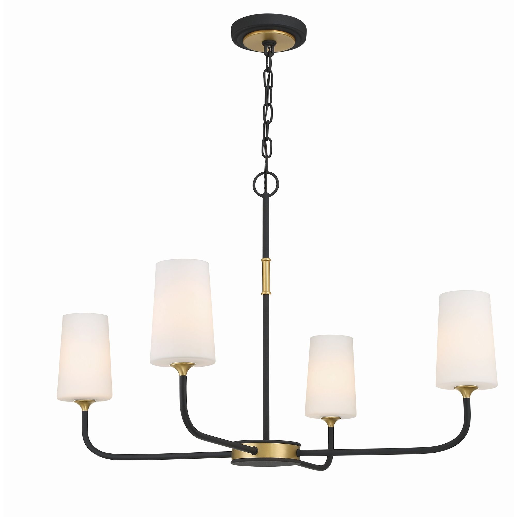 Niles 4 Light Black Forged + Modern Gold Chandelier Glass Shade 34"W x 22.25"H x 34"D