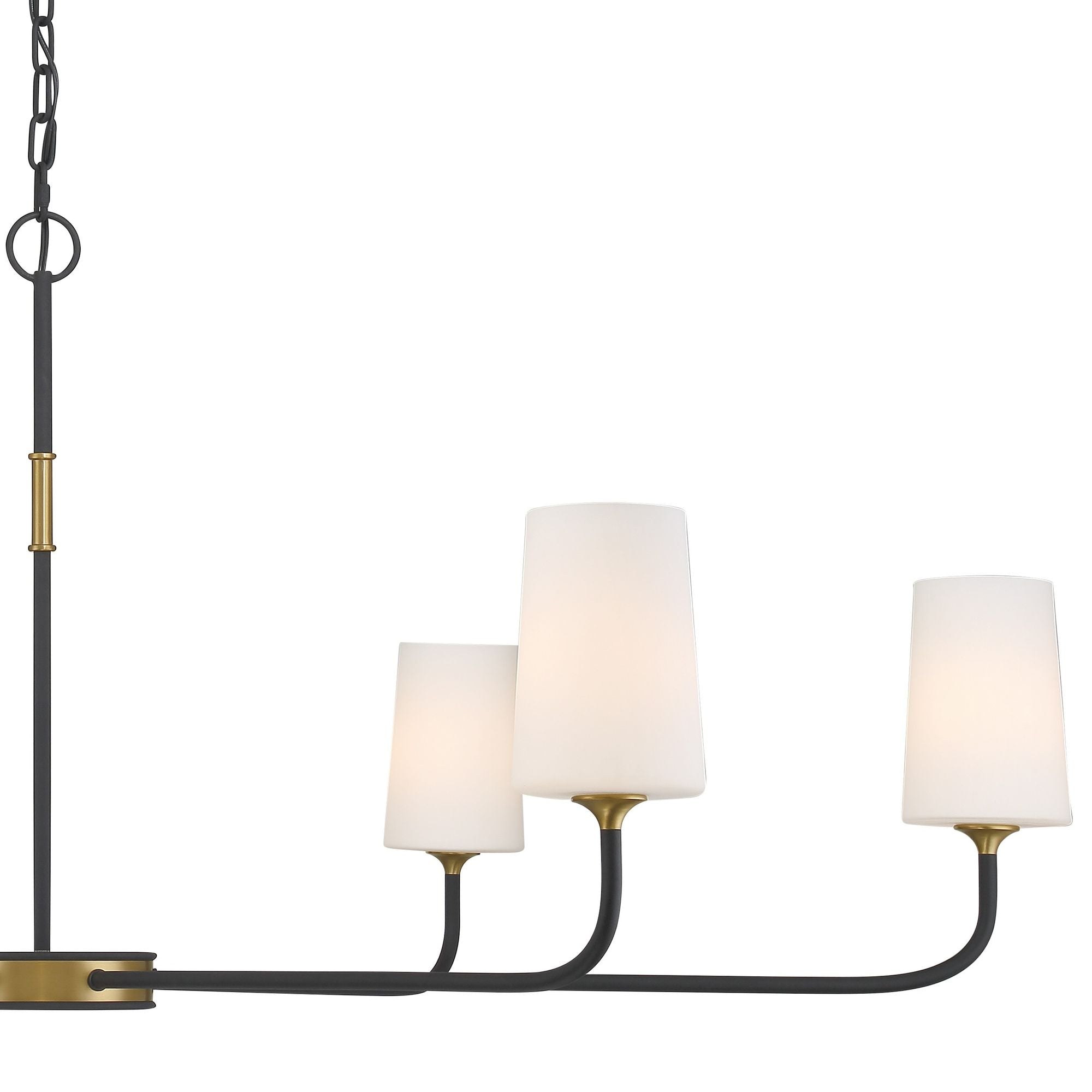 Niles 6 Light Black Forged + Modern Gold Chandelier Glass Shade 54"W x 22.25"H x 54"D