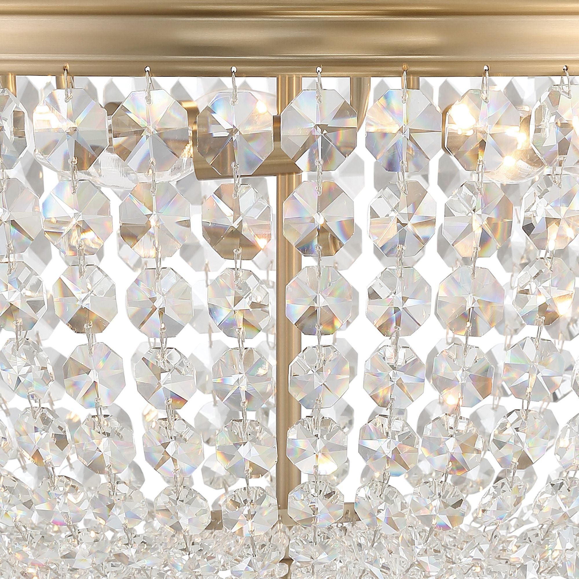 Nola 5 Light Vibrant Gold Flush Mount Hand Cut Crystal 20"W x 10"H x 20"D