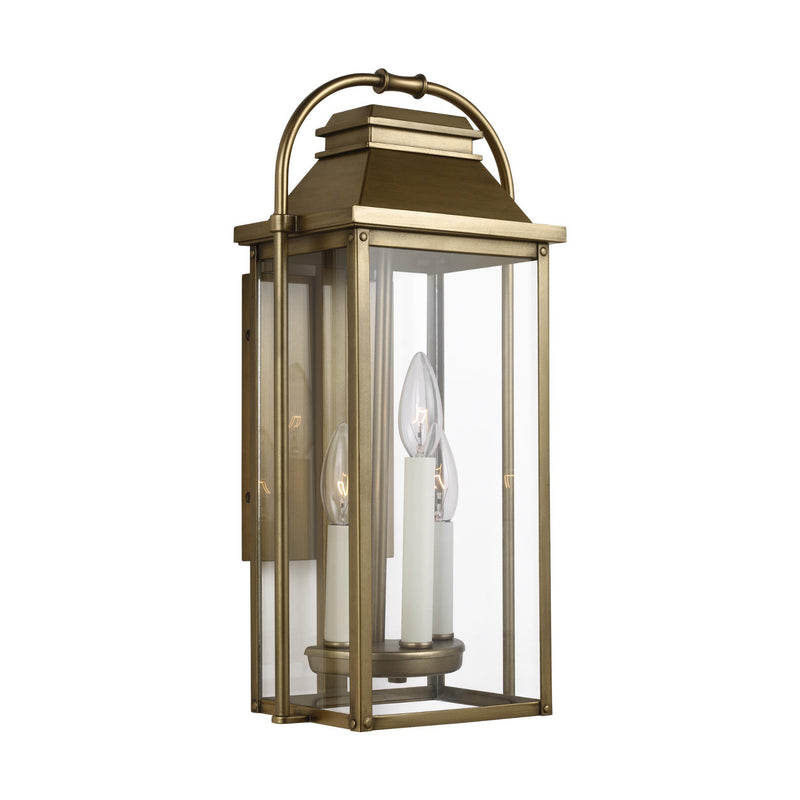 Generation Lighting OL13200PDB Feiss Wellsworth 3 Light Outdoor Light in Painted Distressed Brass