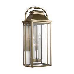 Generation Lighting OL13202PDB Feiss Wellsworth 4 Light Outdoor Light in Painted Distressed Brass