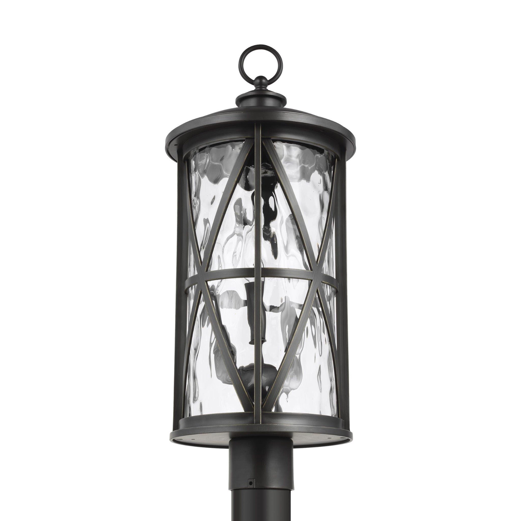 Millbrooke Post Lantern Traditional Outdoor Fixture 24.5" Height StoneStrong Round Water Shade in Antique Bronze