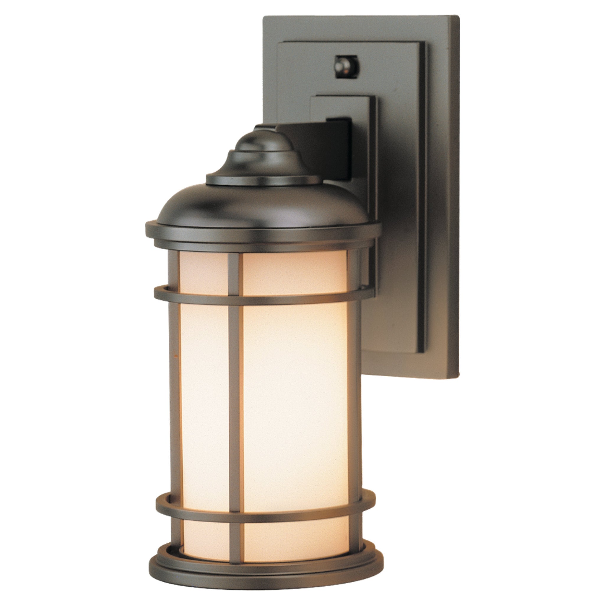 Lighthouse Small Lantern Transitional Outdoor Fixture 4.5" Width 11.125" Height Aluminum Round Opal Etched Shade in Burnished Bronze
