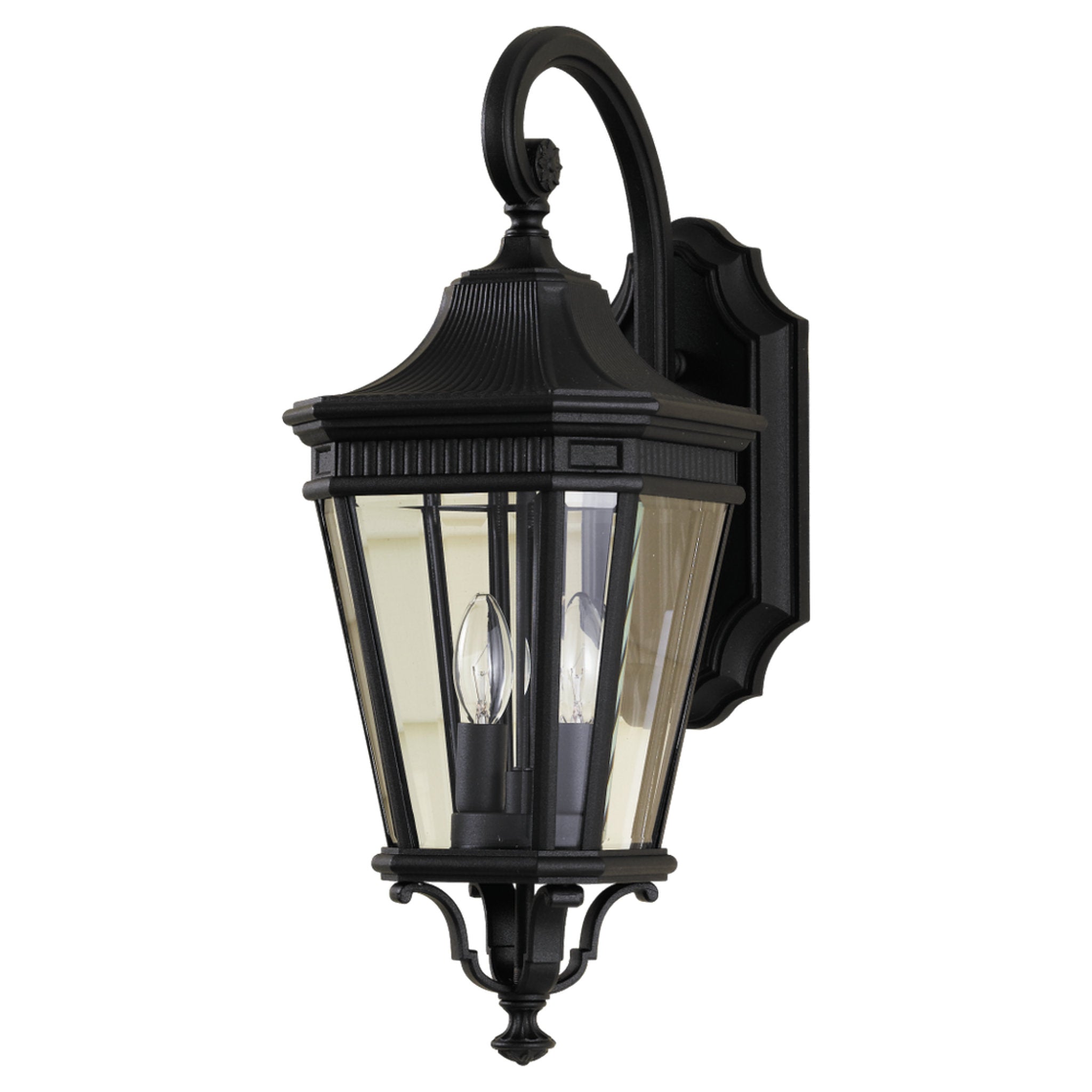 Cotswold Lane Small Lantern Traditional Outdoor Fixture 9" Width 20.5" Height Aluminum Irregular Clear Beveled Shade in Black