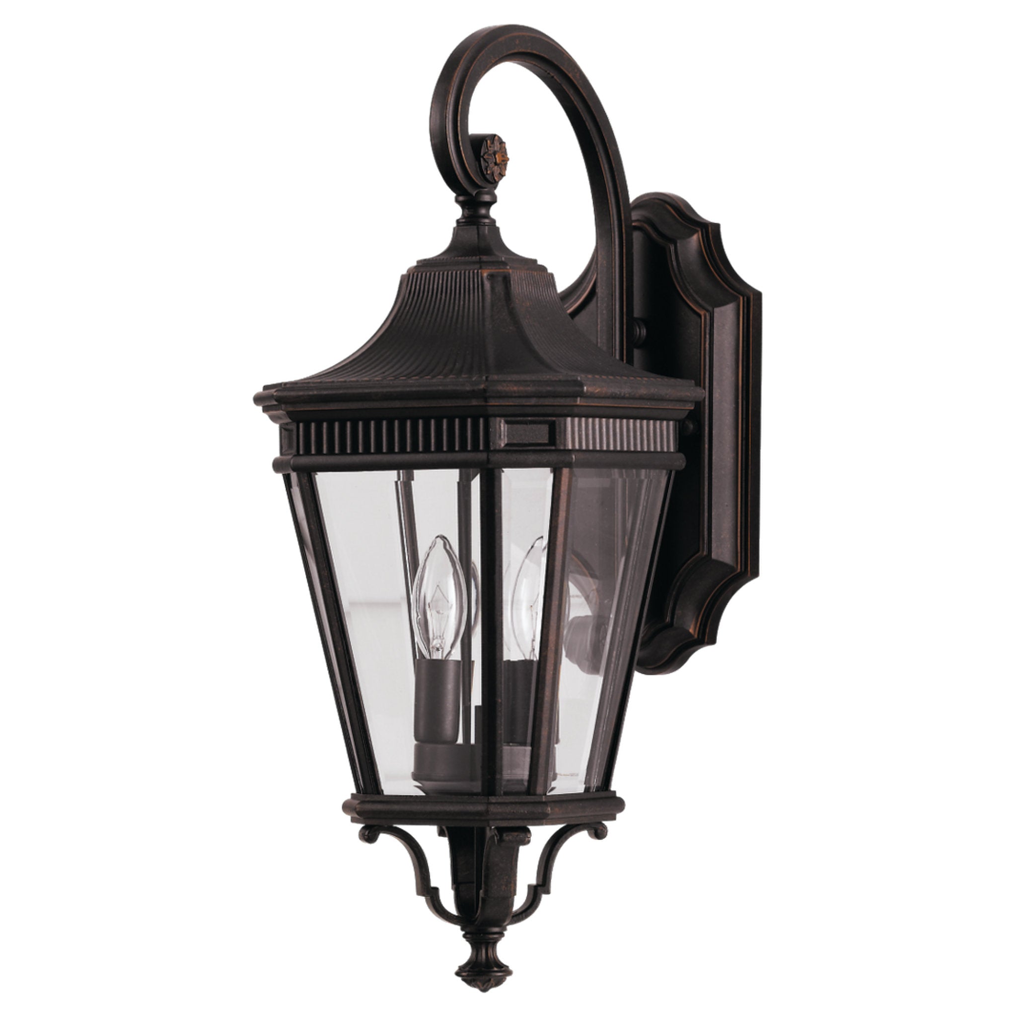 Cotswold Lane Small Lantern Traditional Outdoor Fixture 9" Width 20.5" Height Aluminum Irregular Clear Beveled Shade in Grecian Bronze