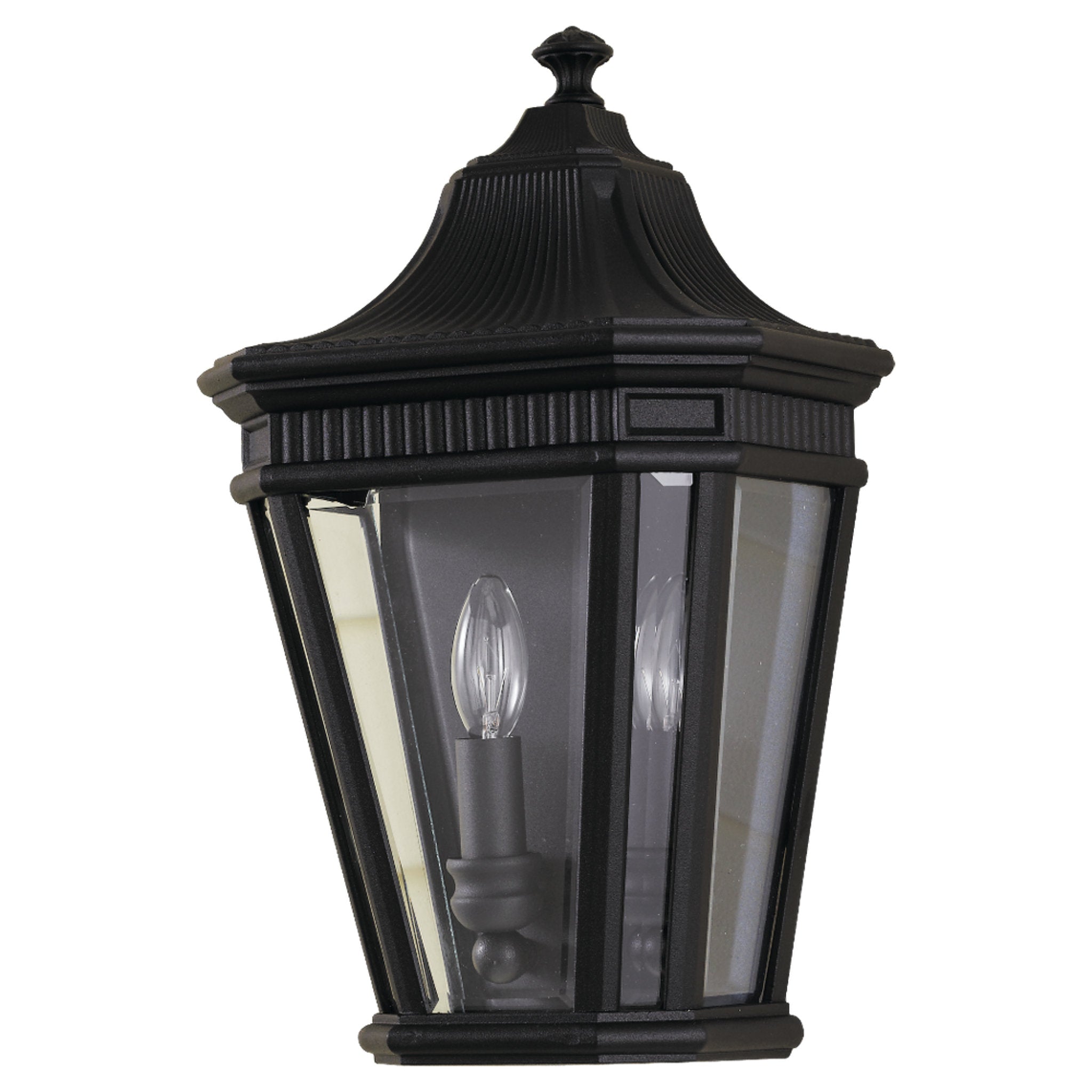 Cotswold Lane Pocket Lantern Traditional Outdoor Fixture 9.5" Width 16" Height Aluminum Irregular Clear Beveled Shade in Black