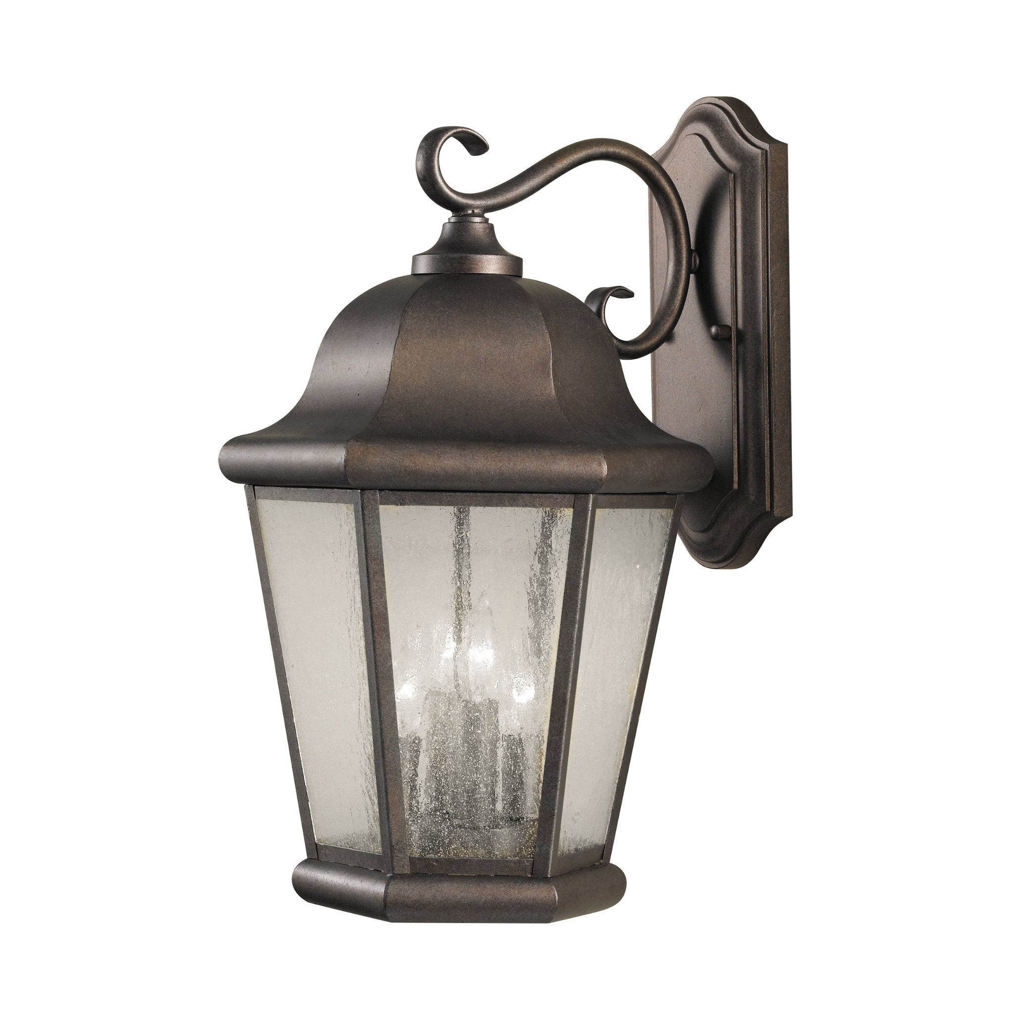 Martinsville Extra Large Four Light Outdoor Wall Lantern Traditional Fixture 12" Width 20" Height Stainless Steel Irregular Clear Seeded Shade in Corinthian Bronze