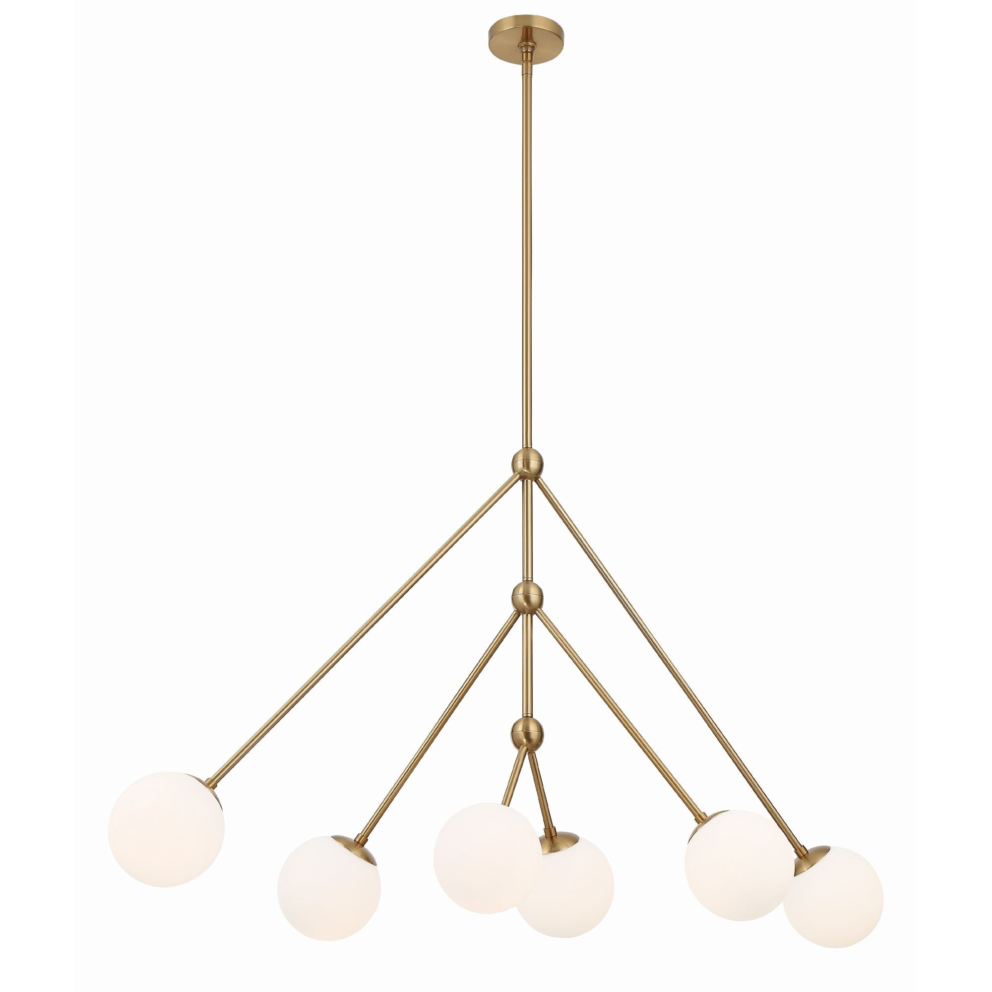 Omni 6 Light Aged Brass Linear Chandelier 46.5"W x 28"H x 46.5"D