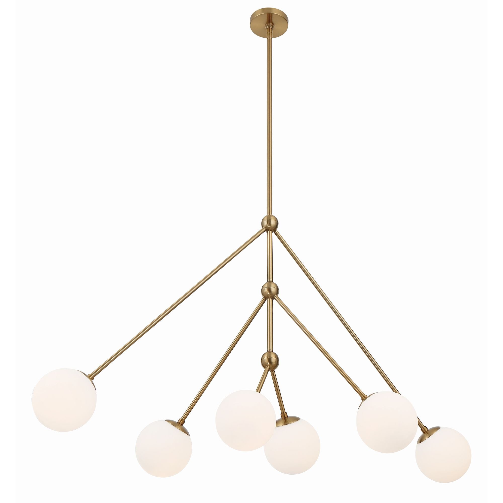 Omni 6 Light Aged Brass Linear Chandelier 46.5"W x 28"H x 46.5"D