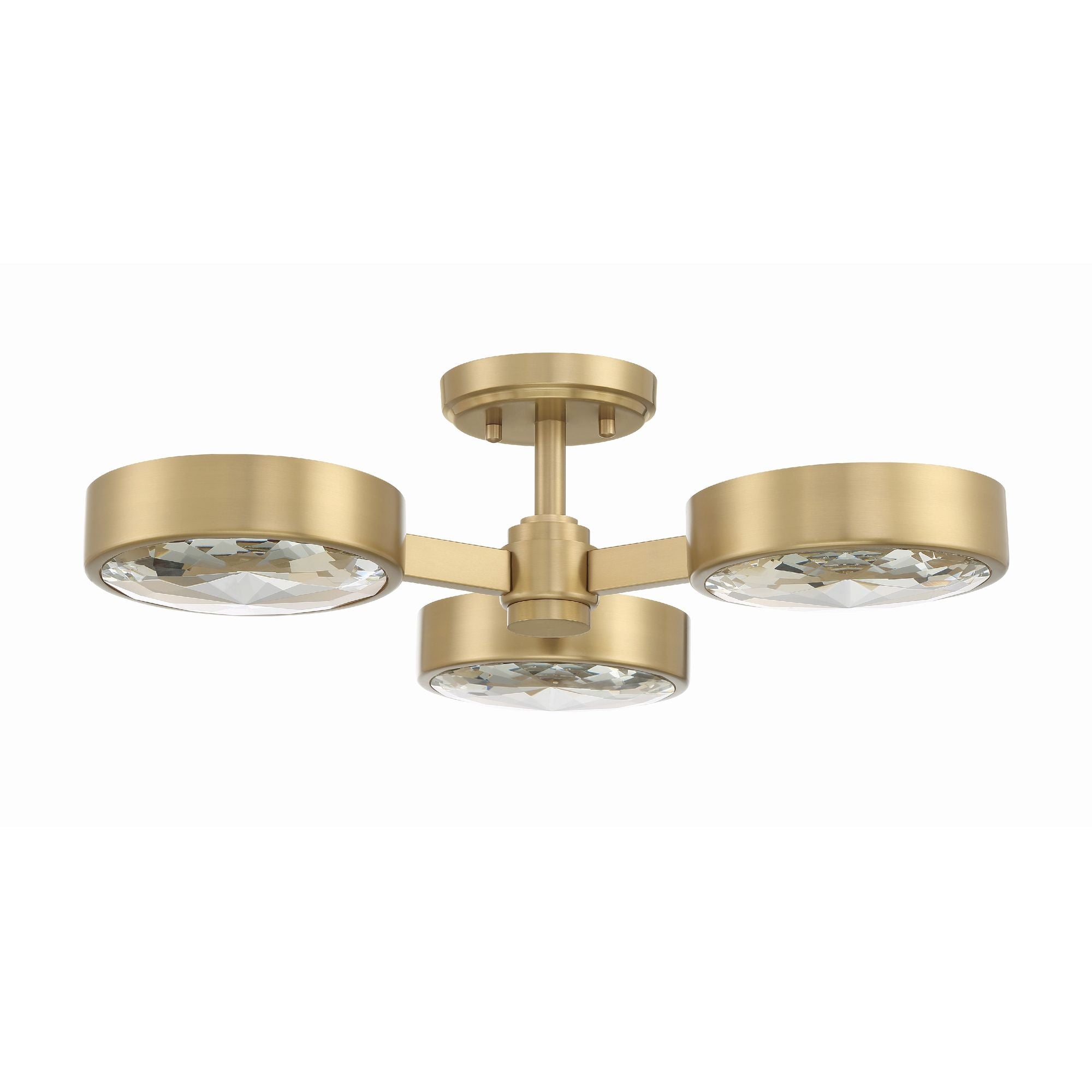 Orson 3 Light Modern Gold Semi Flush Mount Glass 22.5"W x 6.5"H x 22.5"D