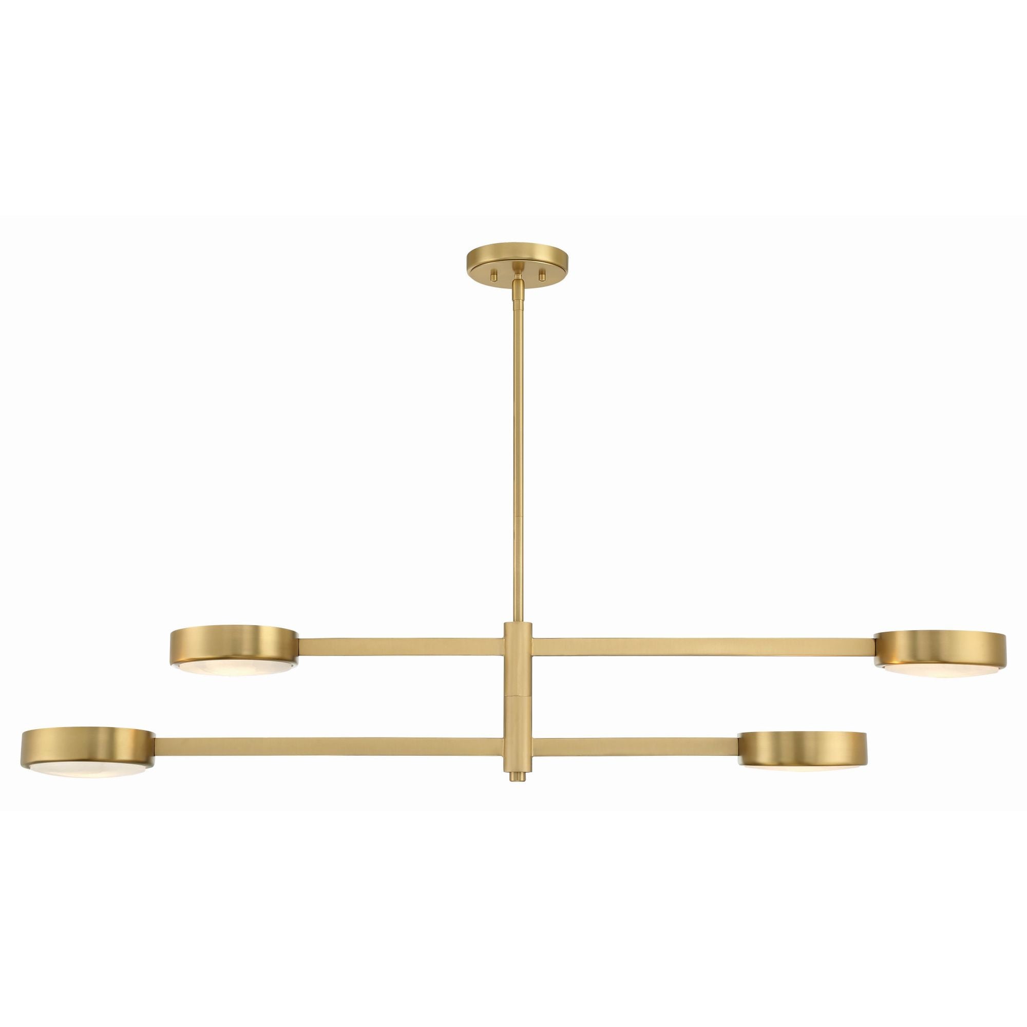 Orson 4 Light Modern Gold Linear Chandelier Stone 54"W x 9"H x 7"D