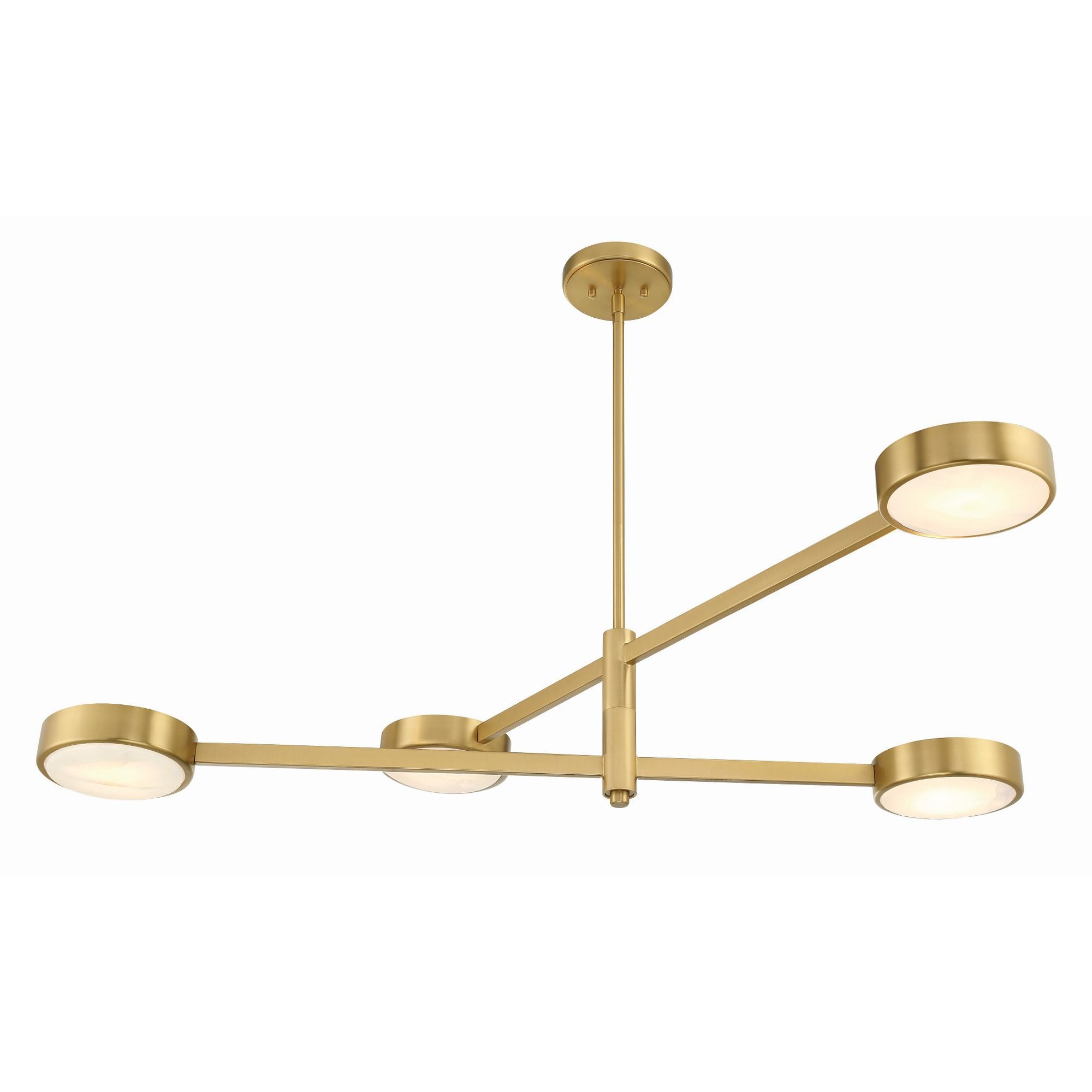 Orson 4 Light Modern Gold Linear Chandelier Stone 54"W x 9"H x 7"D