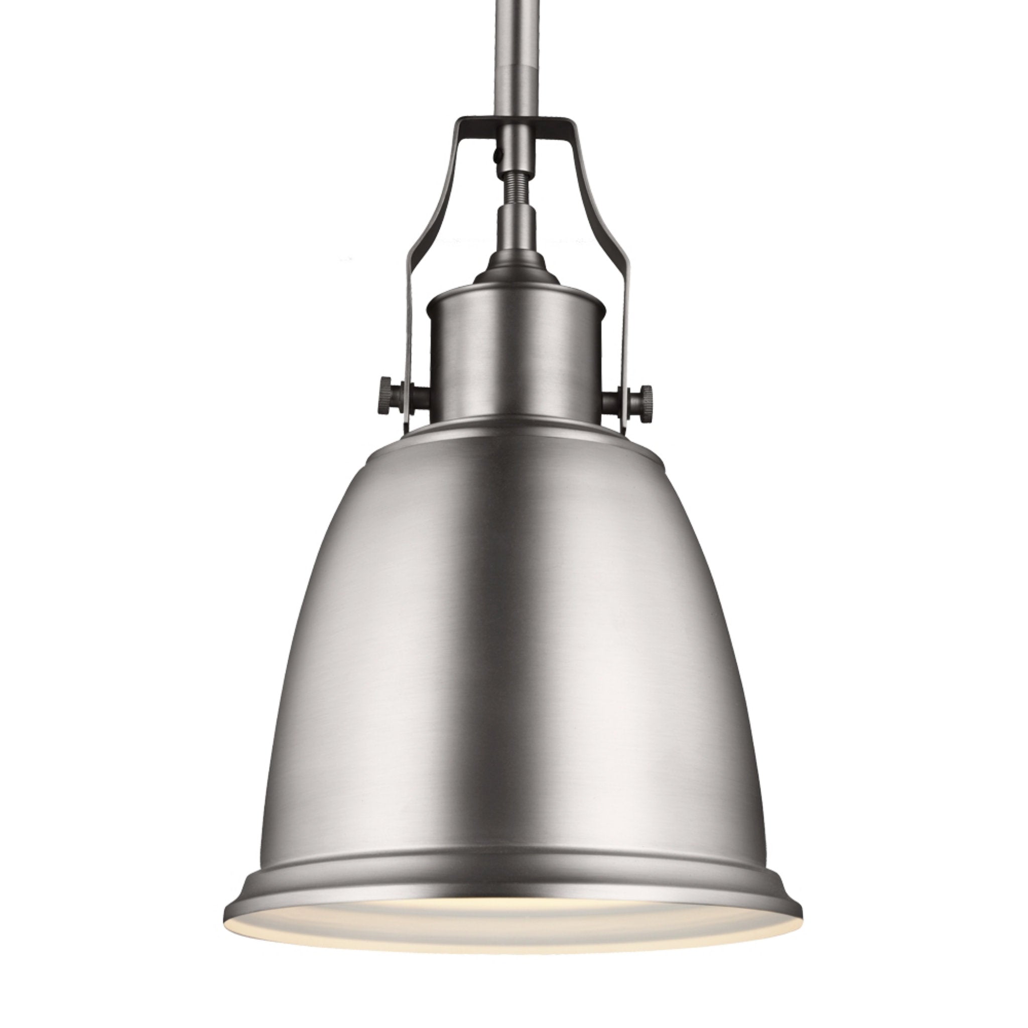 Hobson Small Pendant Transitional 11.75" Height Steel Round Satin Nickel Shade in
