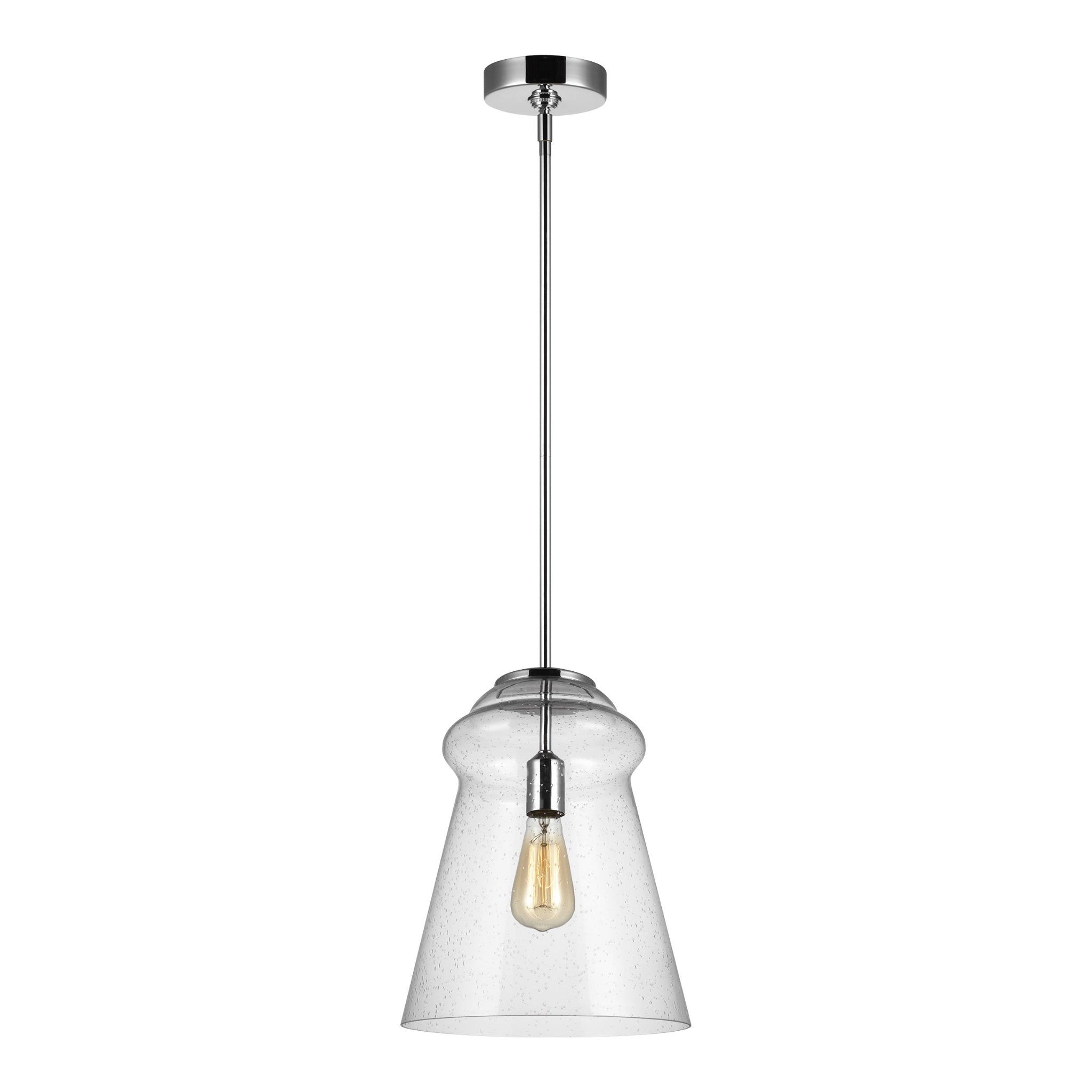 Loras Pendant Traditional 14.75" Height Steel Round Clear Seeded Shade in Chrome