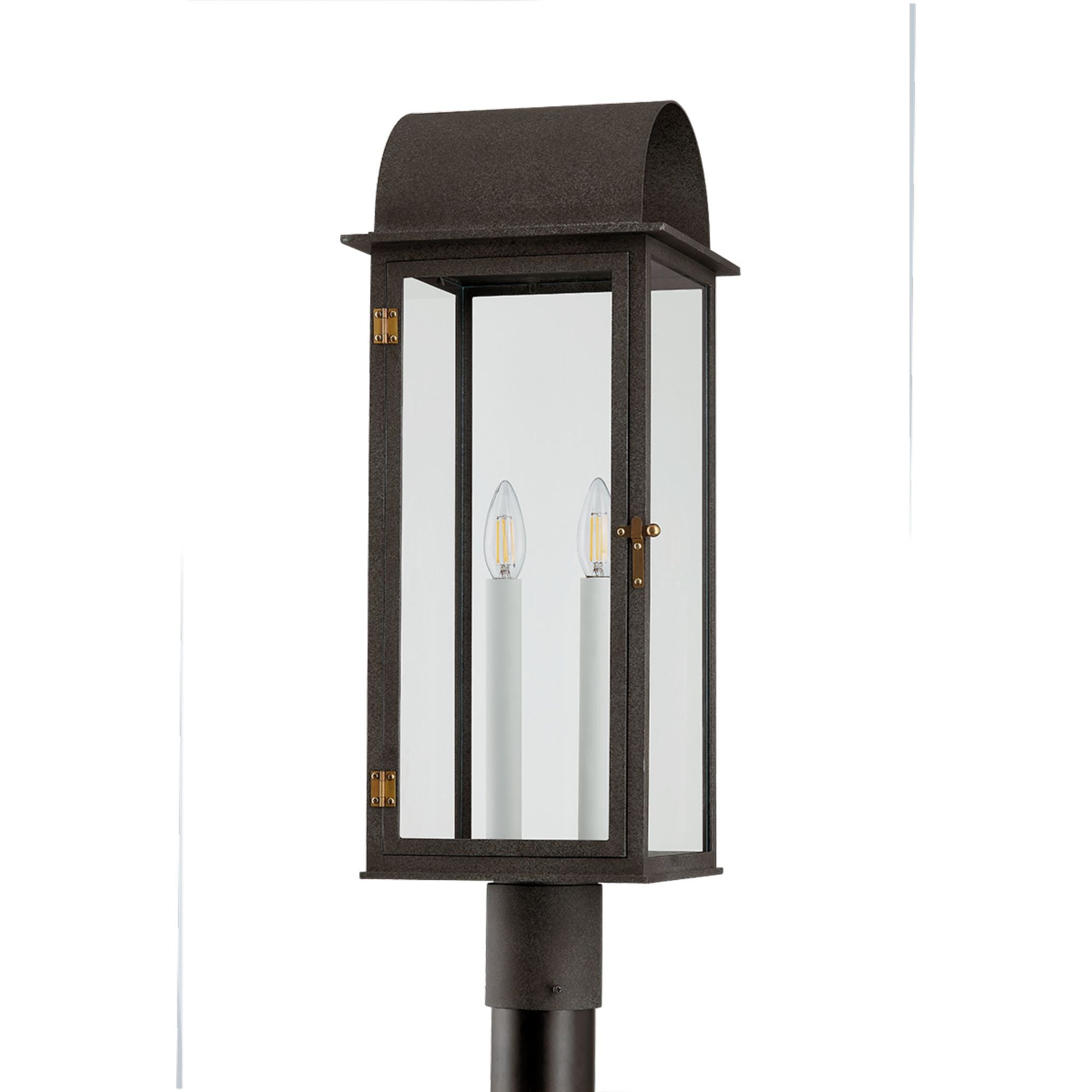 Bohen Exterior Post 2-Light Outdoor LED in  French Iron/Patina Brass 9.5L x 9.5W x 25H