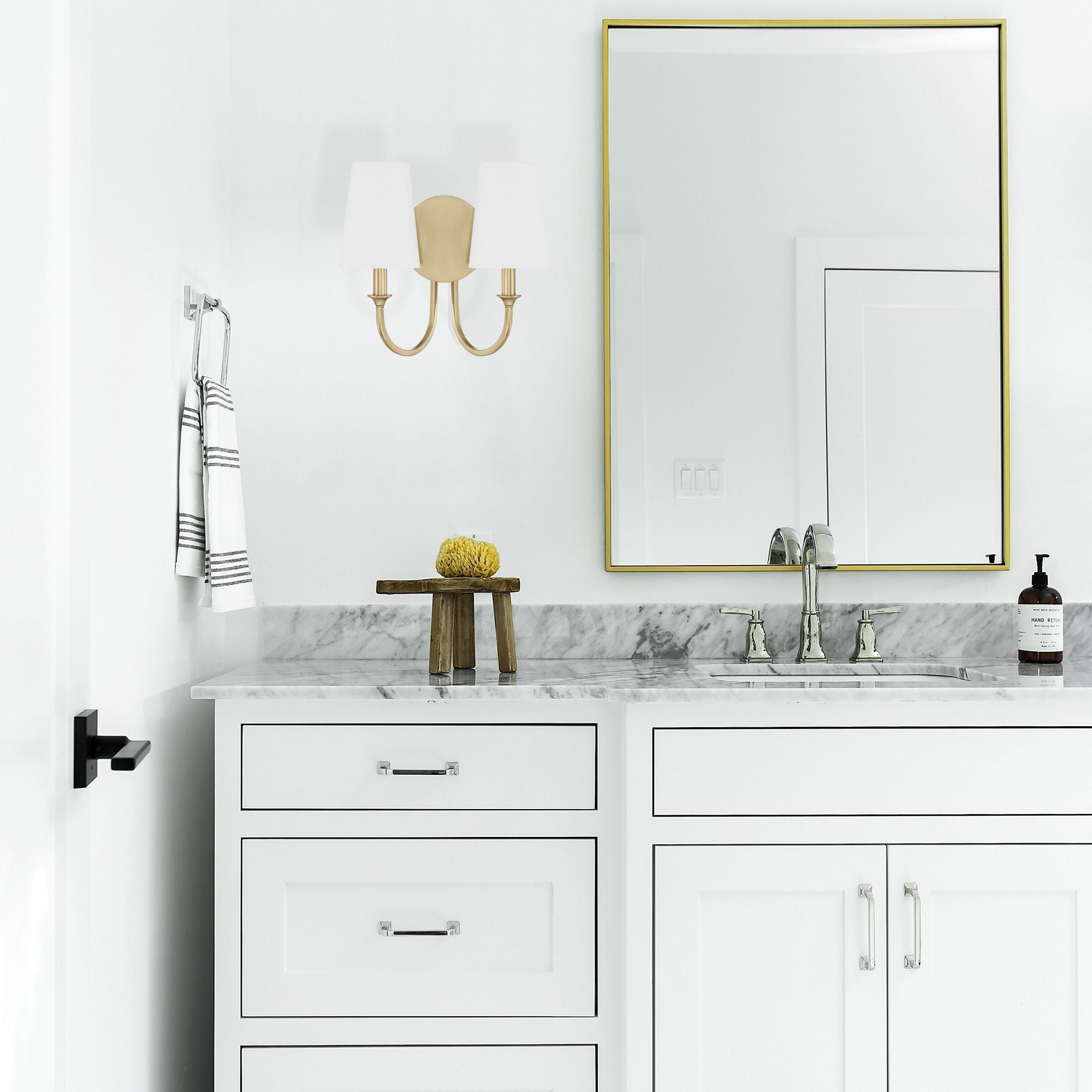 Payton 2 Light Vibrant Gold Sconce Silk Shade 13.5"W x 11.75"H x 6"D