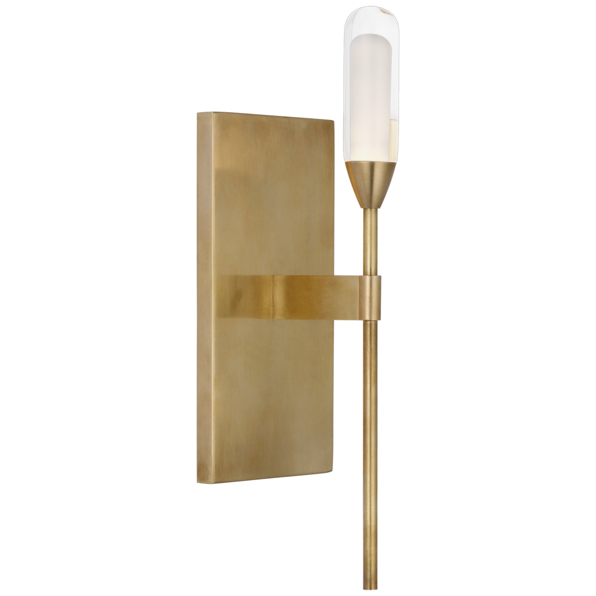Peter Bristol Overture Medium Sconce in Natural Brass with Clear Glass