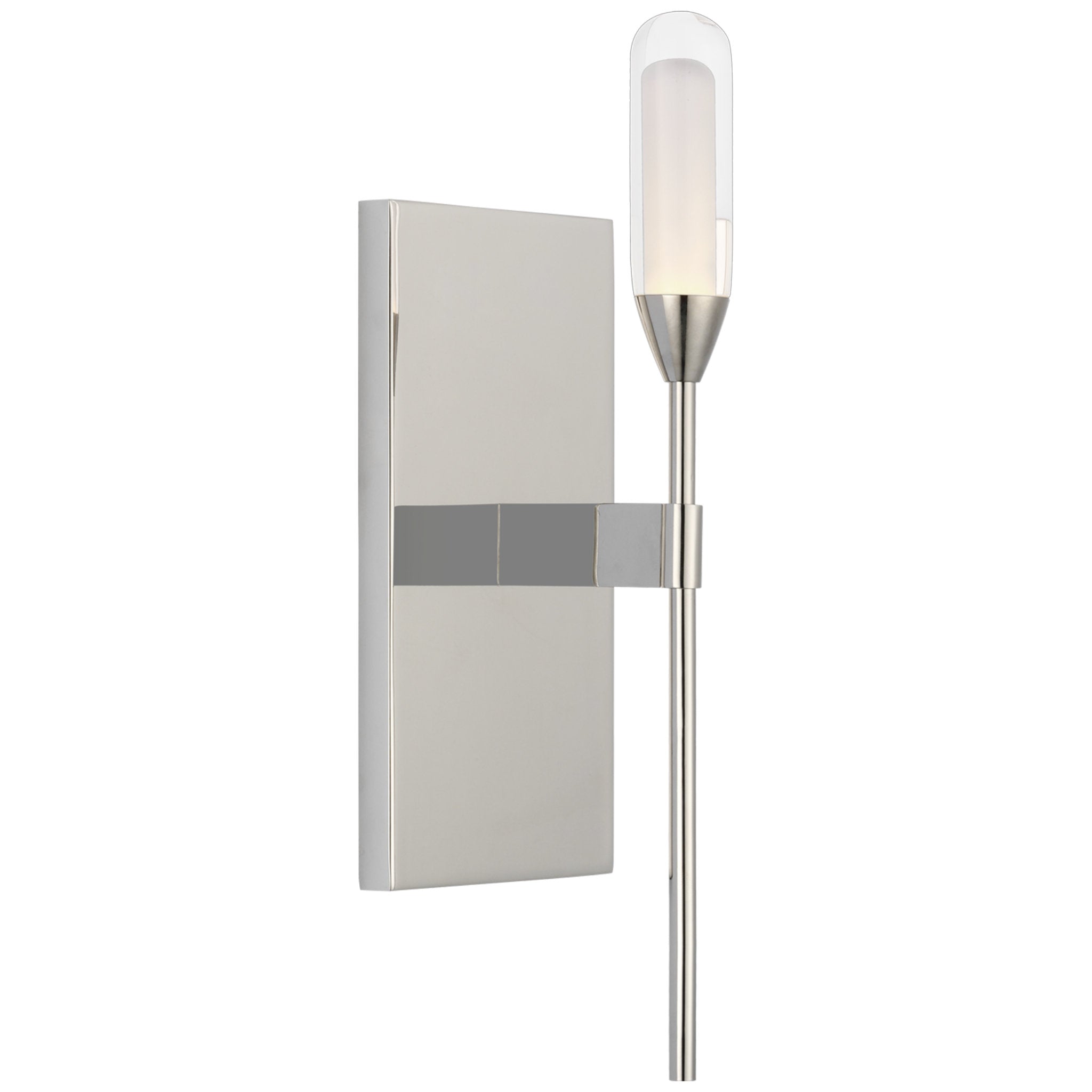 Peter Bristol Overture Medium Sconce in Polished Nickel with Clear Glass Wall Light W3.75" x H12.25"