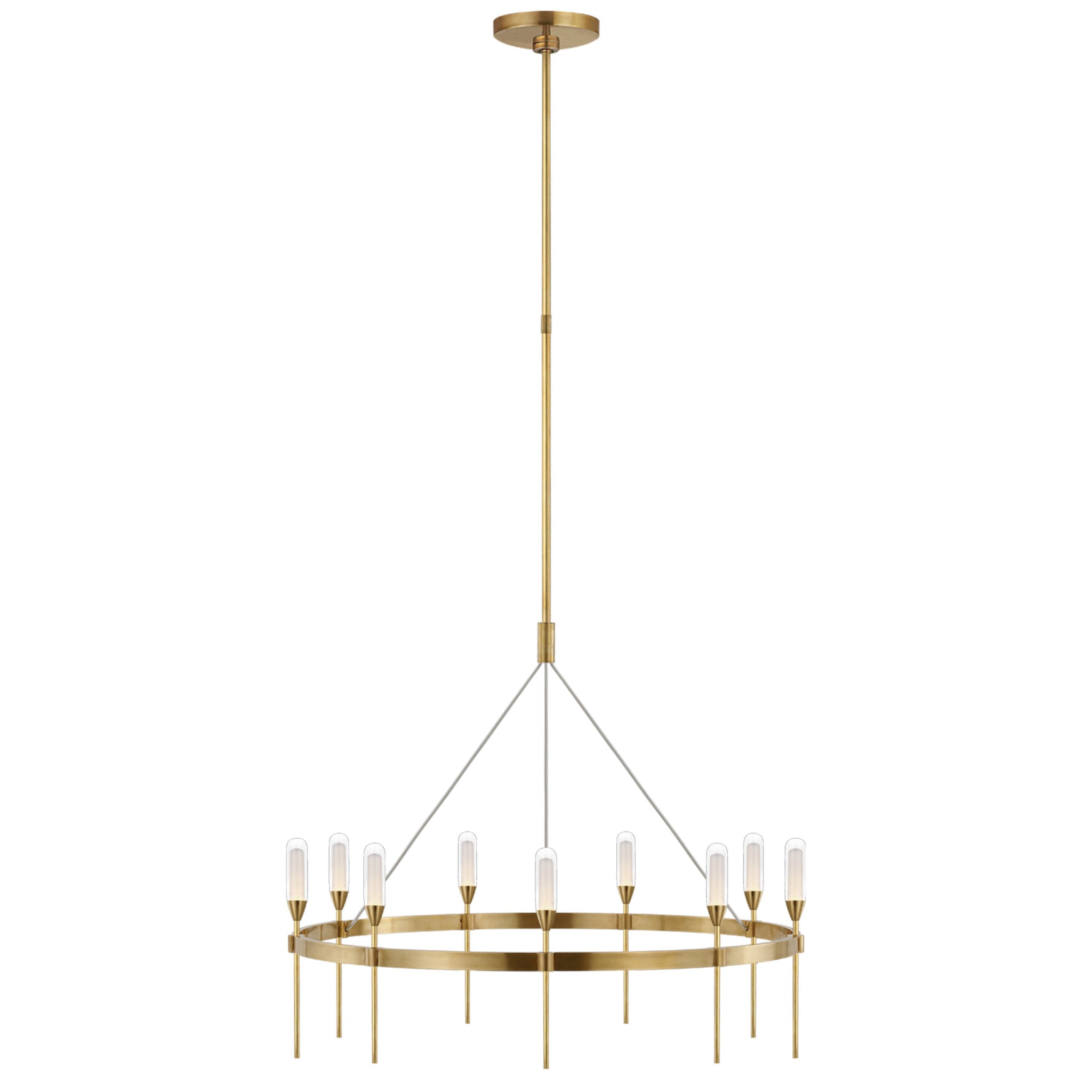 Peter Bristol Overture Medium Ring Chandelier in Natural Brass with Clear Glass Ceiling Light W28.75"