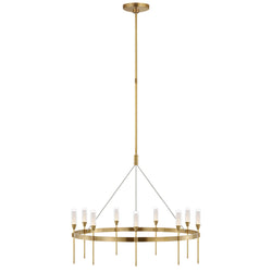Peter Bristol Overture Medium Ring Chandelier in Natural Brass with Clear Glass
