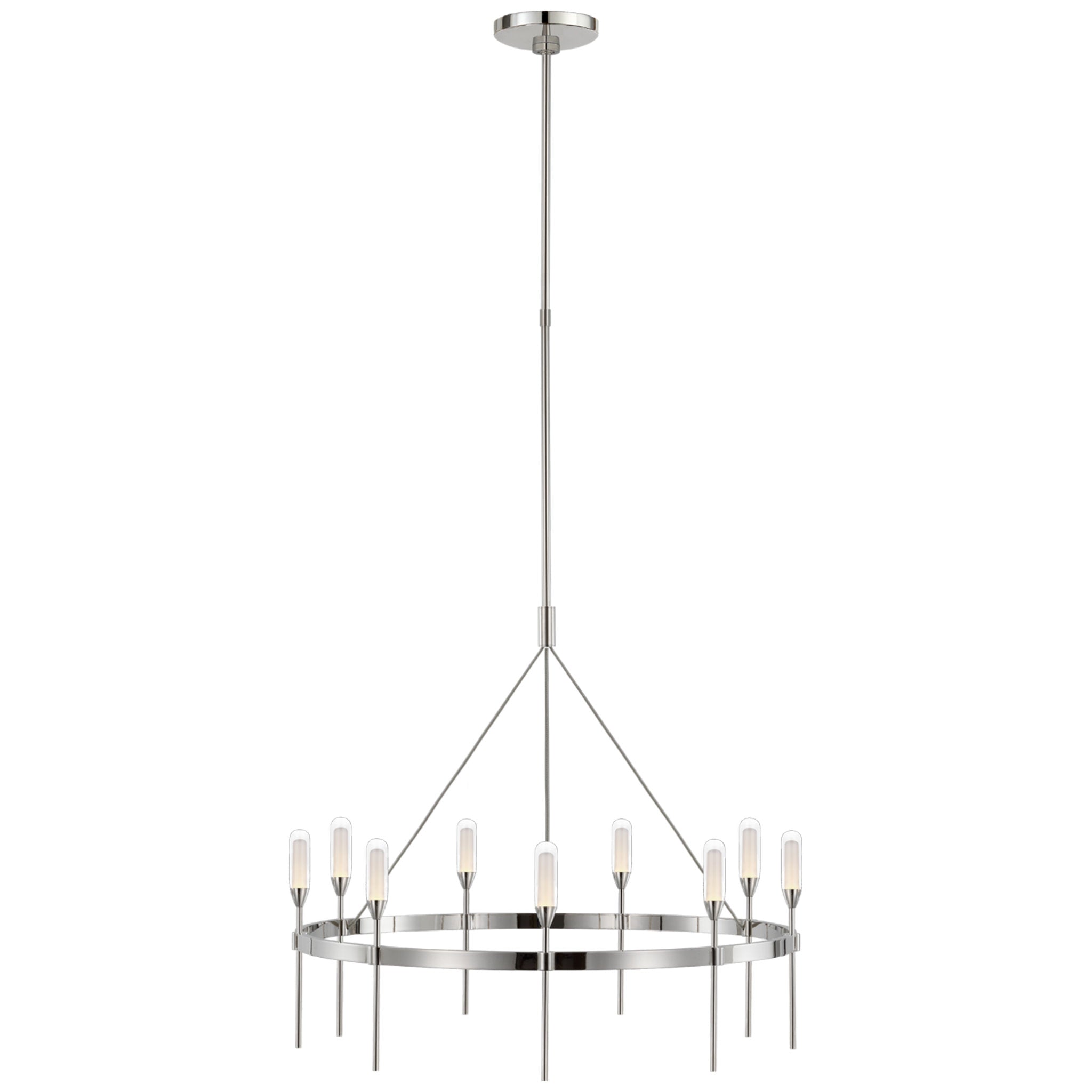 Peter Bristol Overture Medium Ring Chandelier in Polished Nickel with Clear Glass
