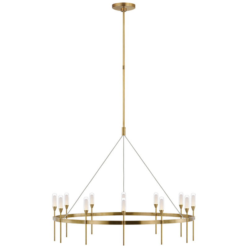 Peter Bristol Overture XL Ring Chandelier in Natural Brass with Clear Glass