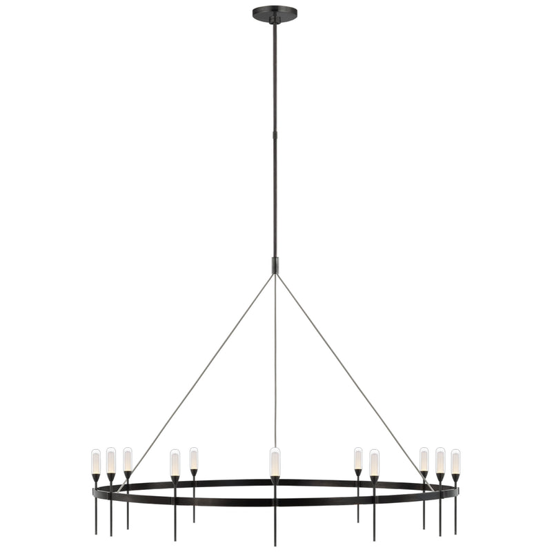 Peter Bristol Overture Grande Ring Chandelier in Bronze with Clear Glass