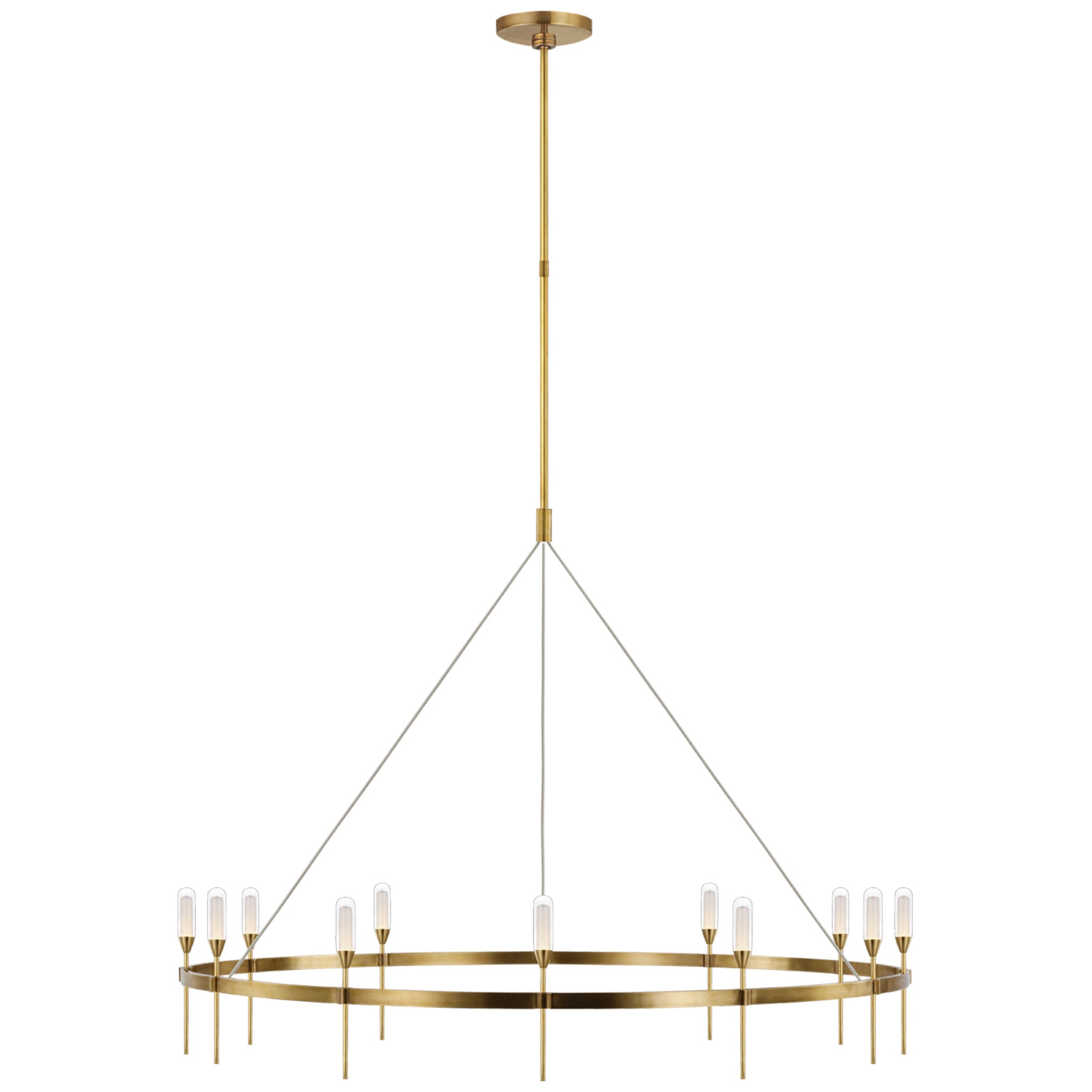 Peter Bristol Overture Grande Ring Chandelier in Natural Brass with Clear Glass