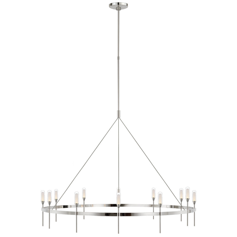 Peter Bristol Overture Grande Ring Chandelier in Polished Nickel with Clear Glass