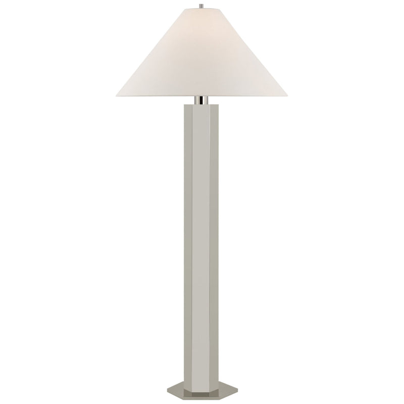 Paloma Contreras Olivier Large Floor Lamp in Polished Nickel with Linen Shade
