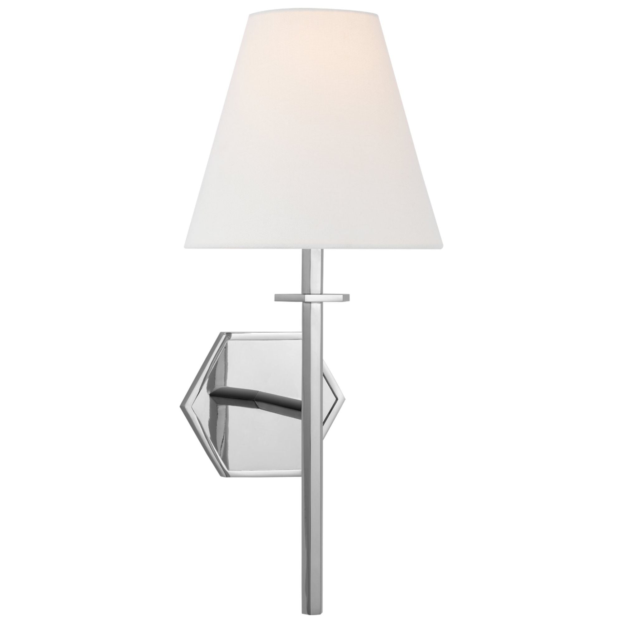 Paloma Contreras Olivier Medium Sconce in Polished Nickel with Linen Shade Wall Light W8" x H17.75"