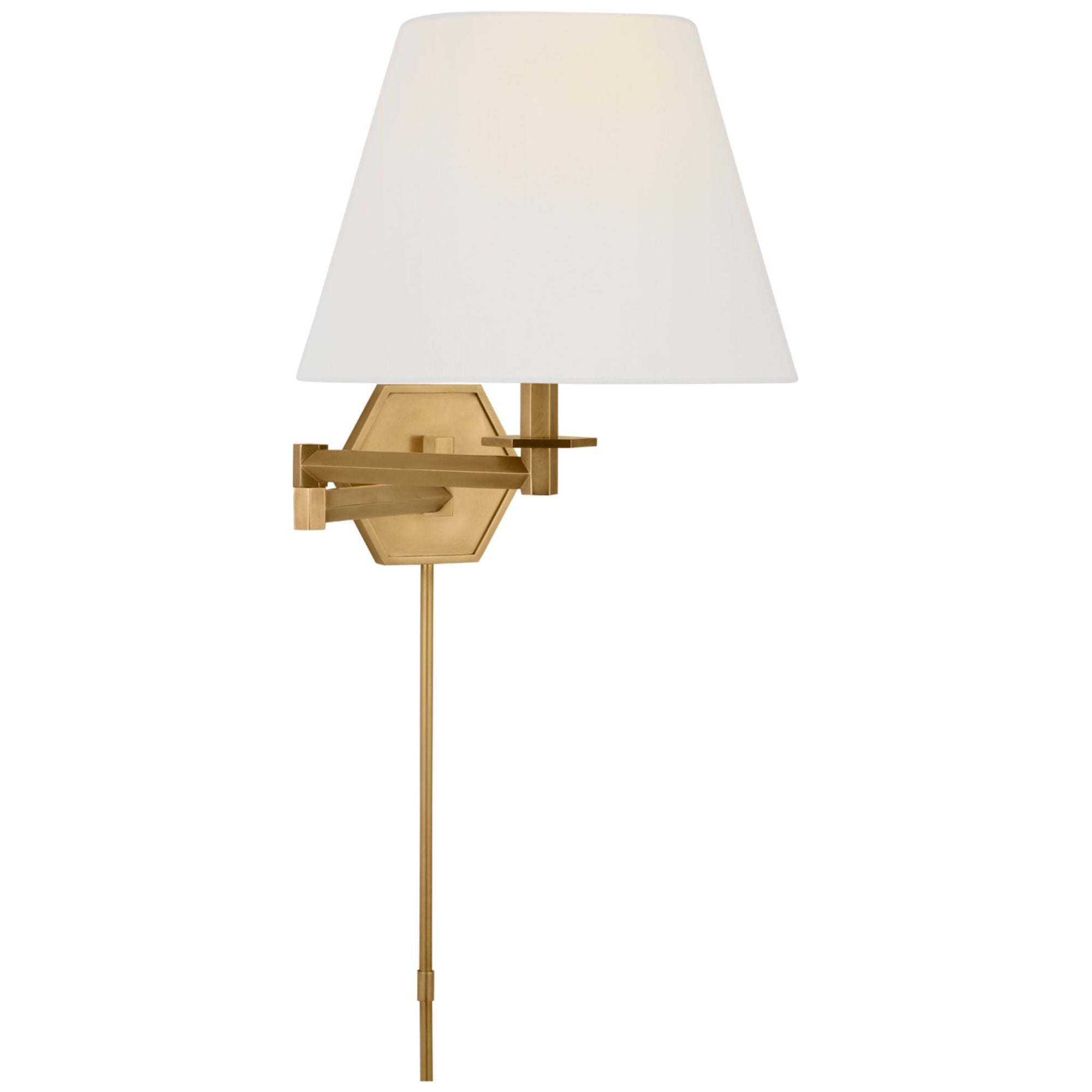 Paloma Contreras Olivier Swing Arm Wall Light in Hand-Rubbed Antique Brass with Linen Shade