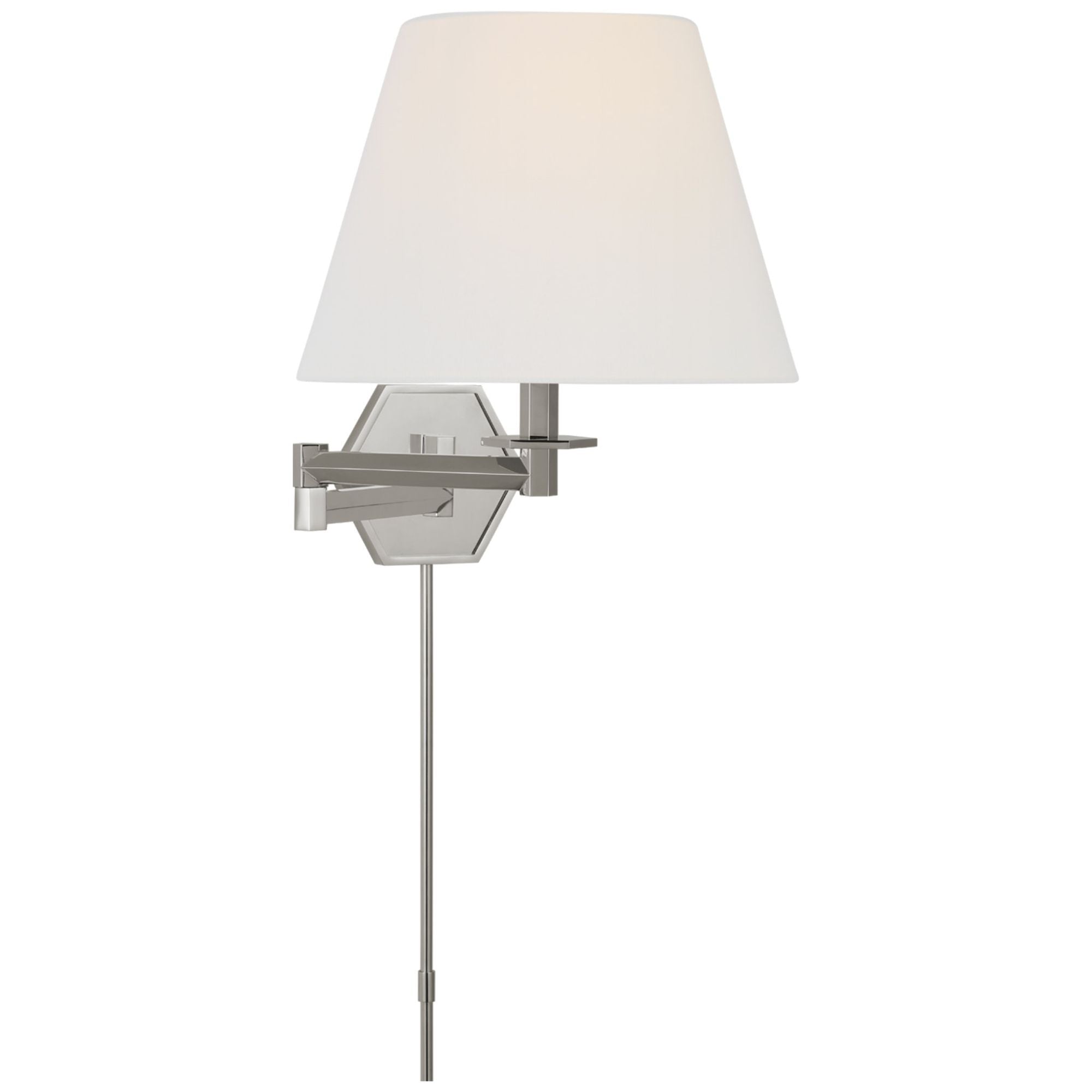 Paloma Contreras Olivier Swing Arm Wall Light in Polished Nickel with Linen Shade W12" x H14"