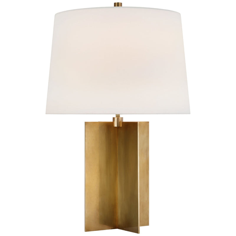 Paloma Contreras Costes Medium Table Lamp in Hand-Rubbed Antique Brass with Linen Shade
