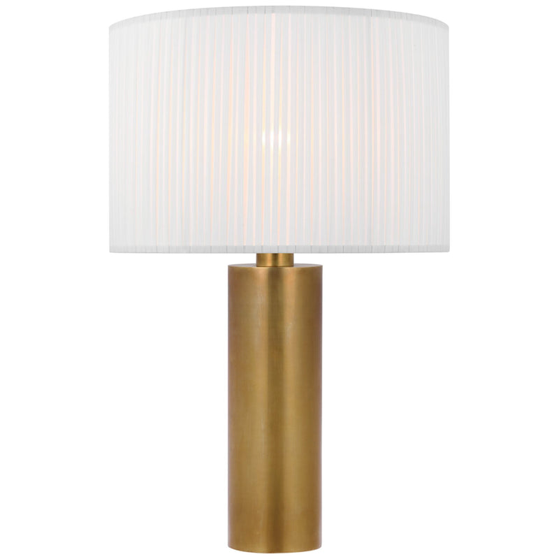 Paloma Contreras Sylvie Medium Table Lamp in Hand-Rubbed Antique Brass with Silk Pleat Shade